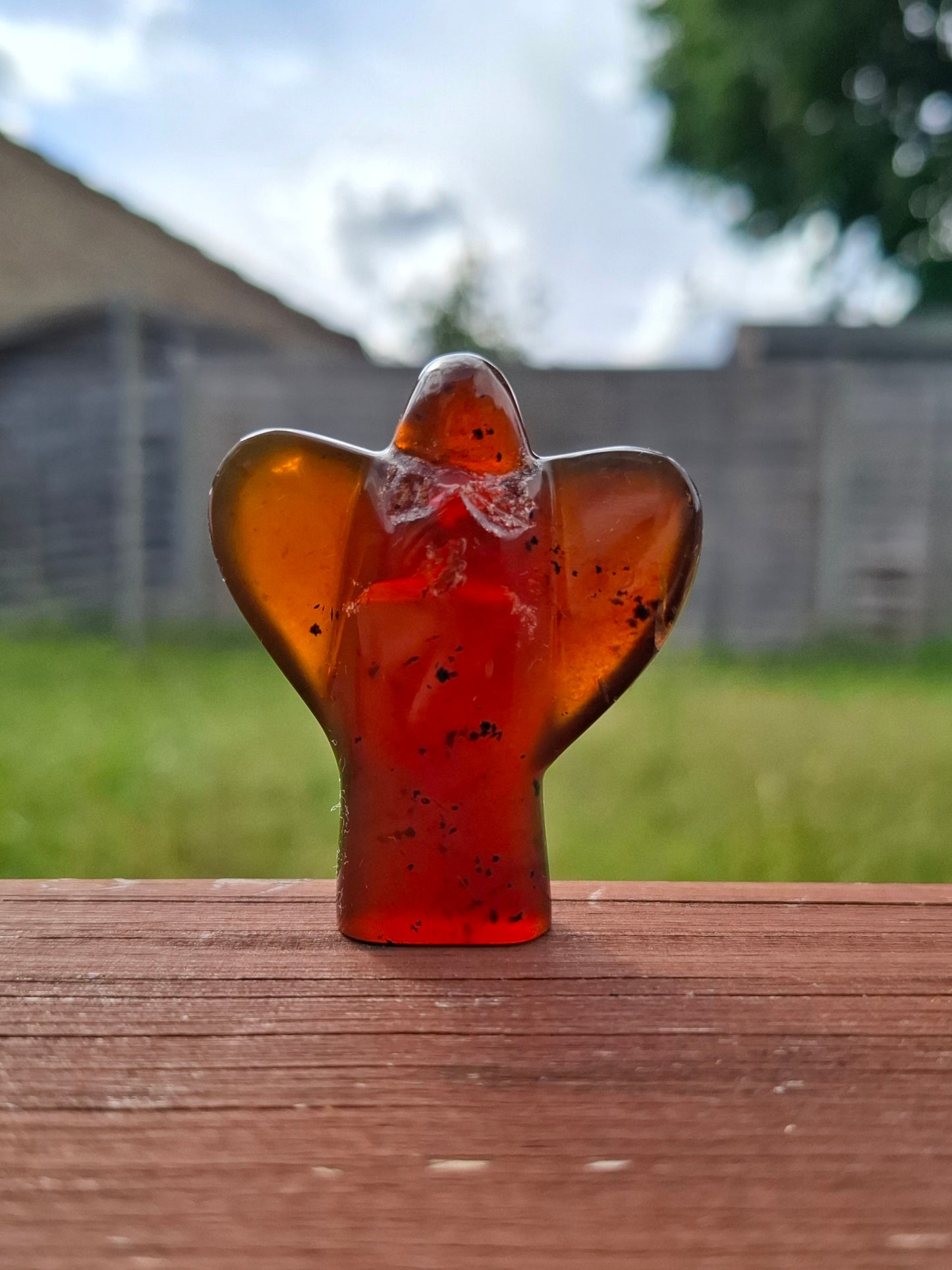 Red Amber Angel, 13.66g, Carving, Fossil (Ref: AA10)