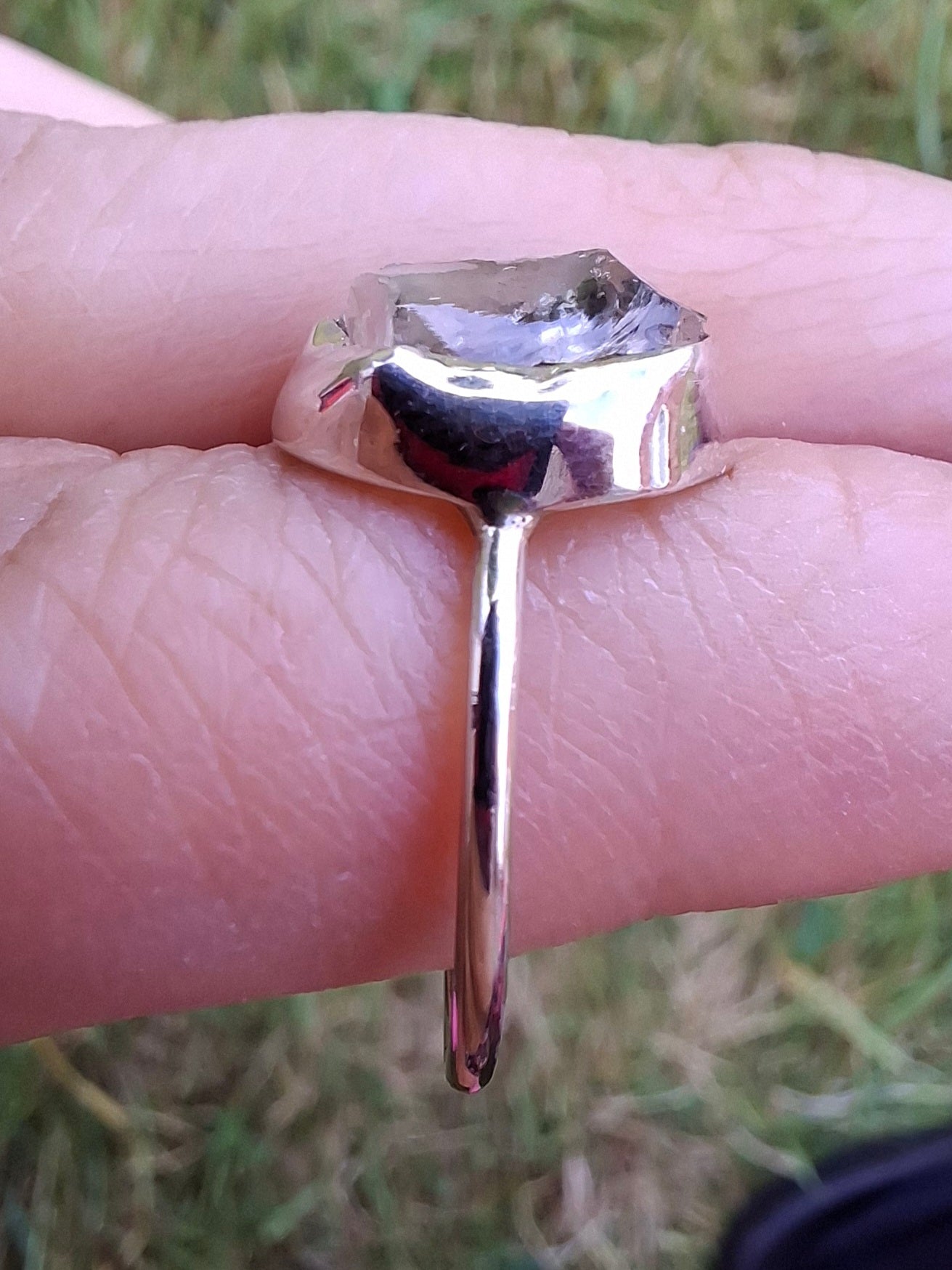 Libyan Desert Glass Ring, size large M, 925 Silver, Tektite (Ref: LR20)