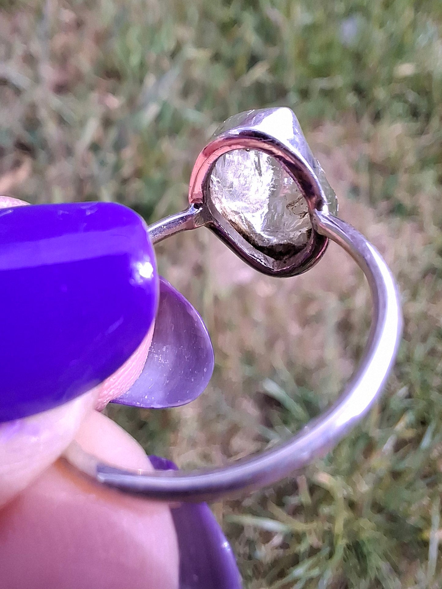 Libyan Desert Glass Ring, size small P, 925 Silver, Tektite (Ref: LR25)