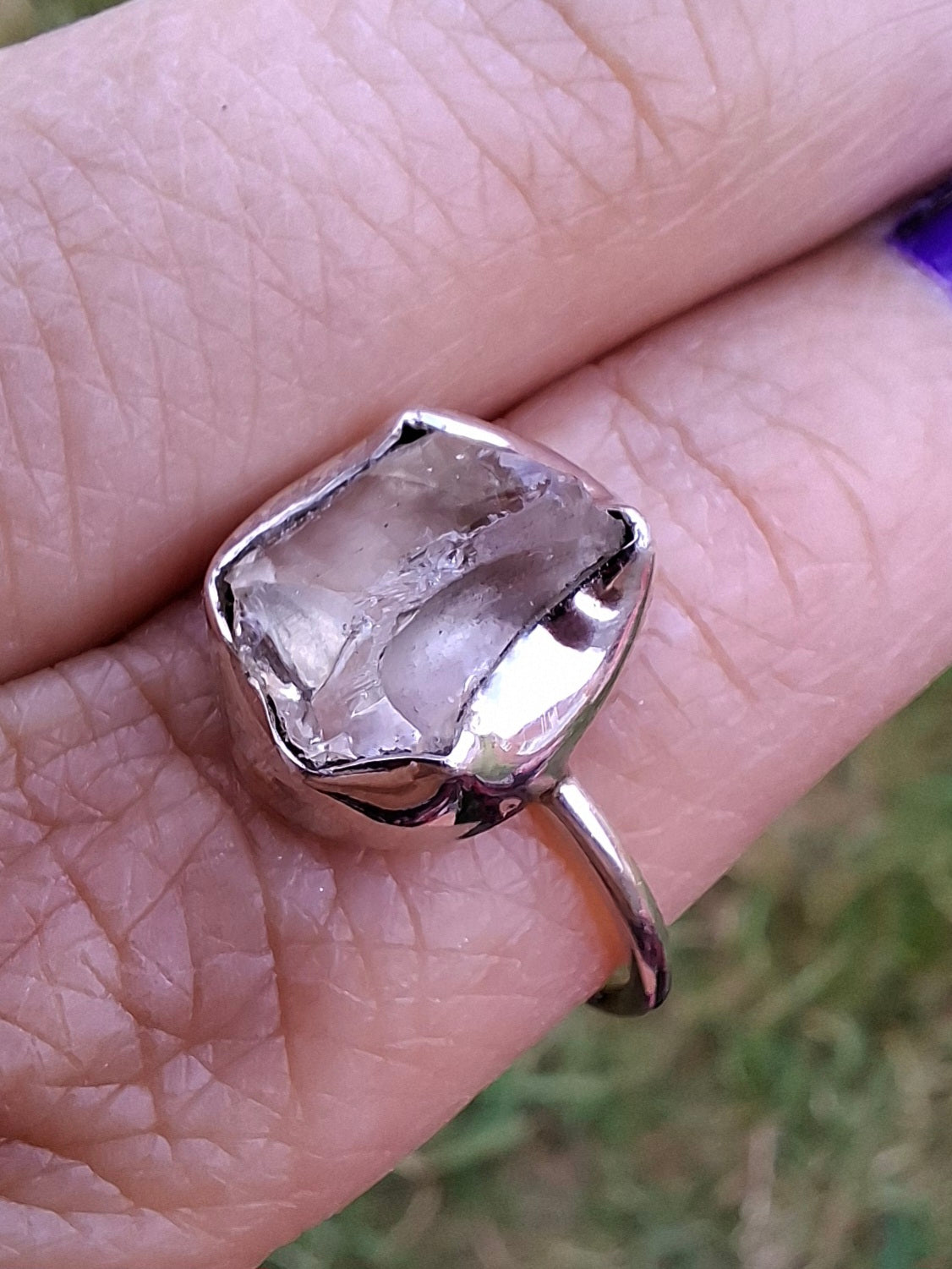 Libyan Desert Glass Ring, size large M, 925 Silver, Tektite (Ref: LR20)