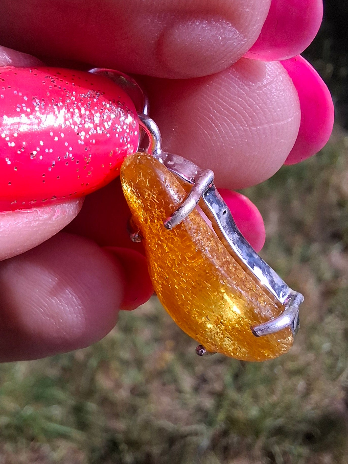 Baltic Amber Pendant, 925 Silver, Fossil (Ref: AP6)