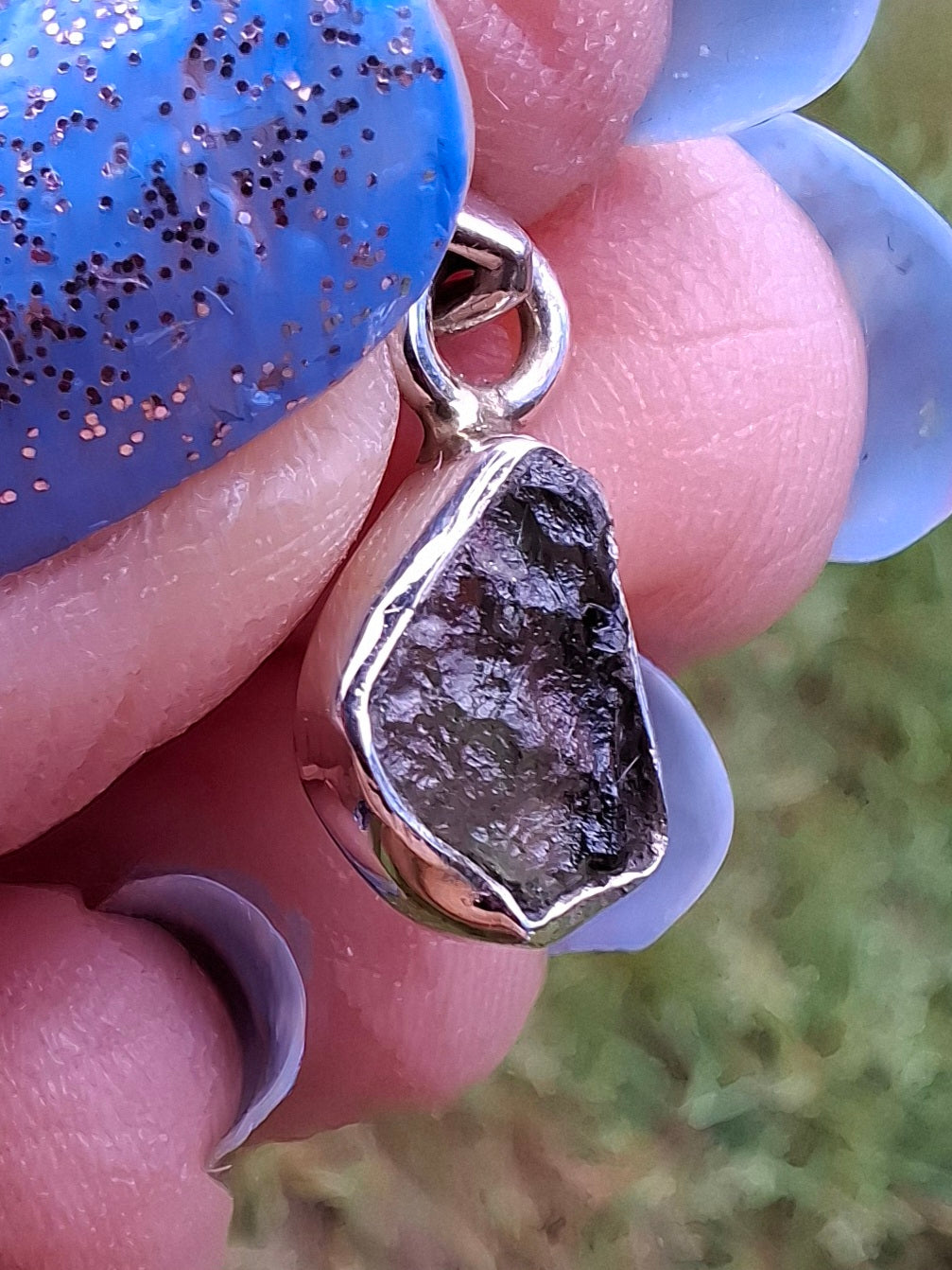 Moldavite Pendant, 925 Silver, Tektite (Ref: P76)