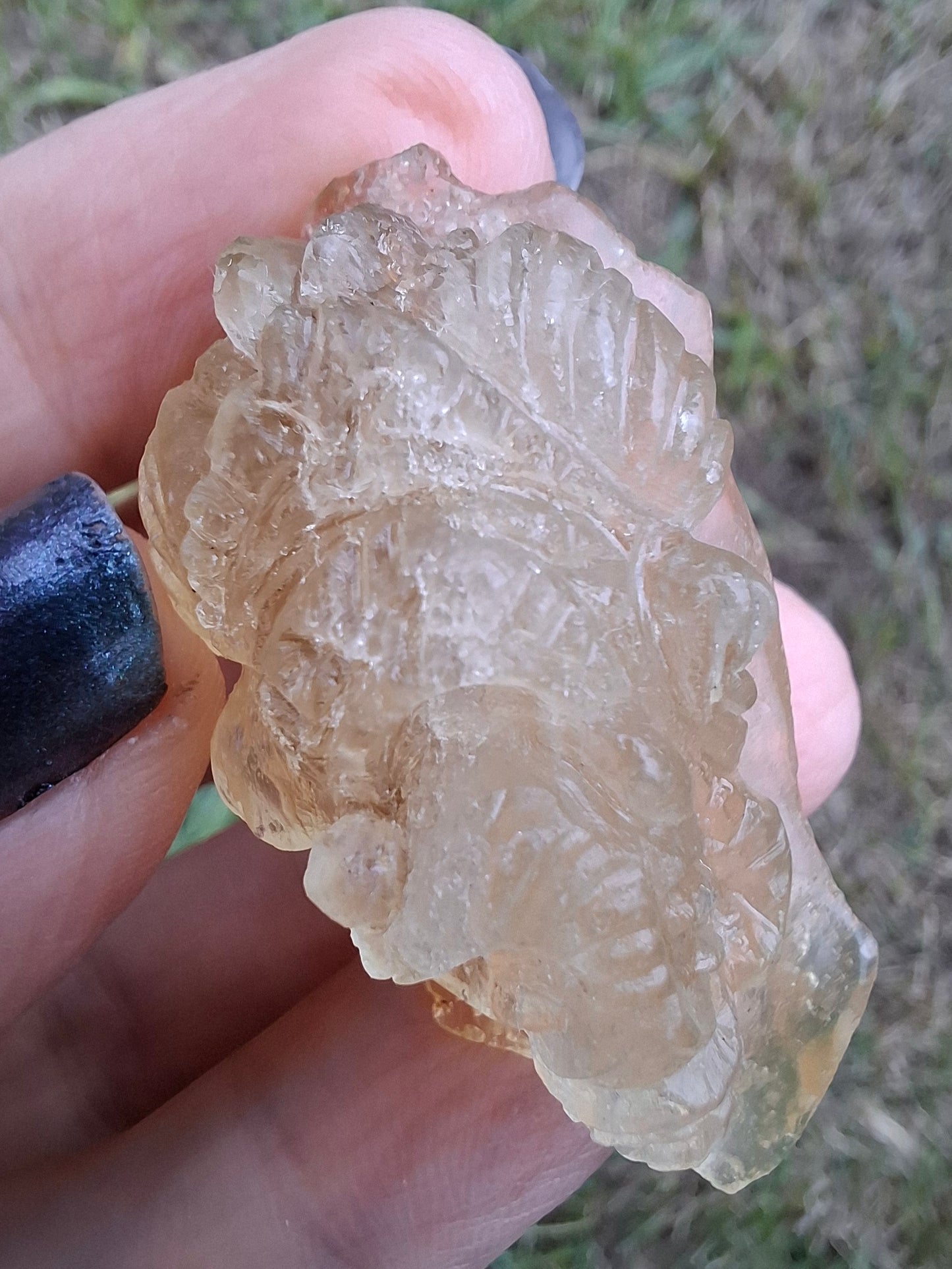 Libyan Desert Glass GANESHA carving, 18.39g, Tektite (Ref: Ganesha3)