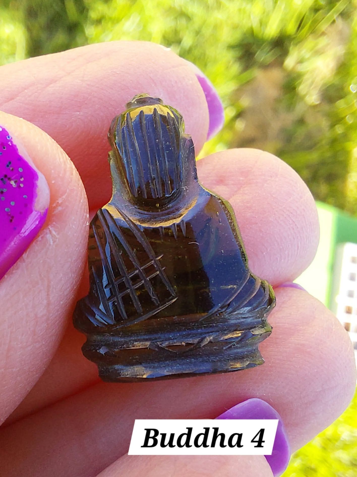Moldavite BUDDHA Carving, 2.71g, Tektite (Ref: Buddha4)