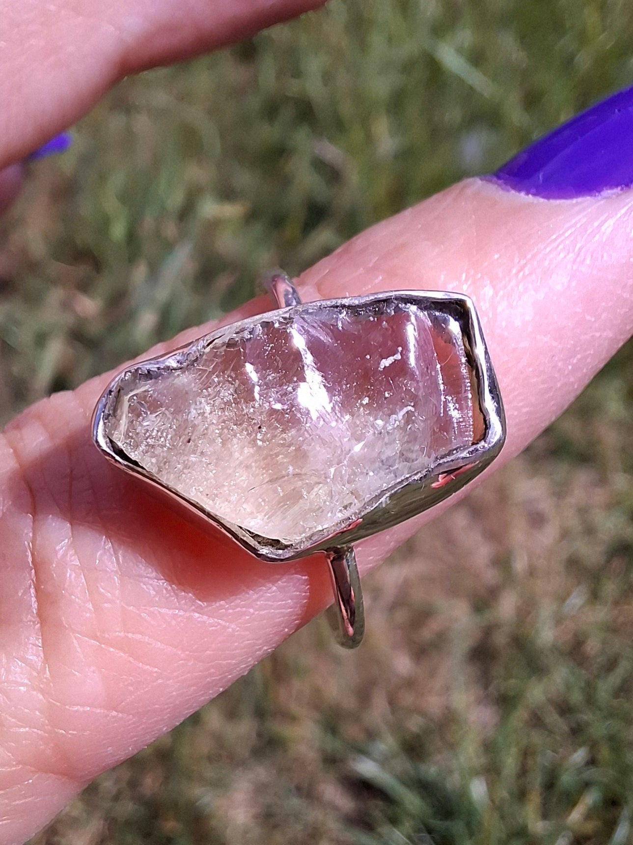 Libyan Desert Glass Ring, size large P, 925 Silver, Tektite (Ref: LR33)