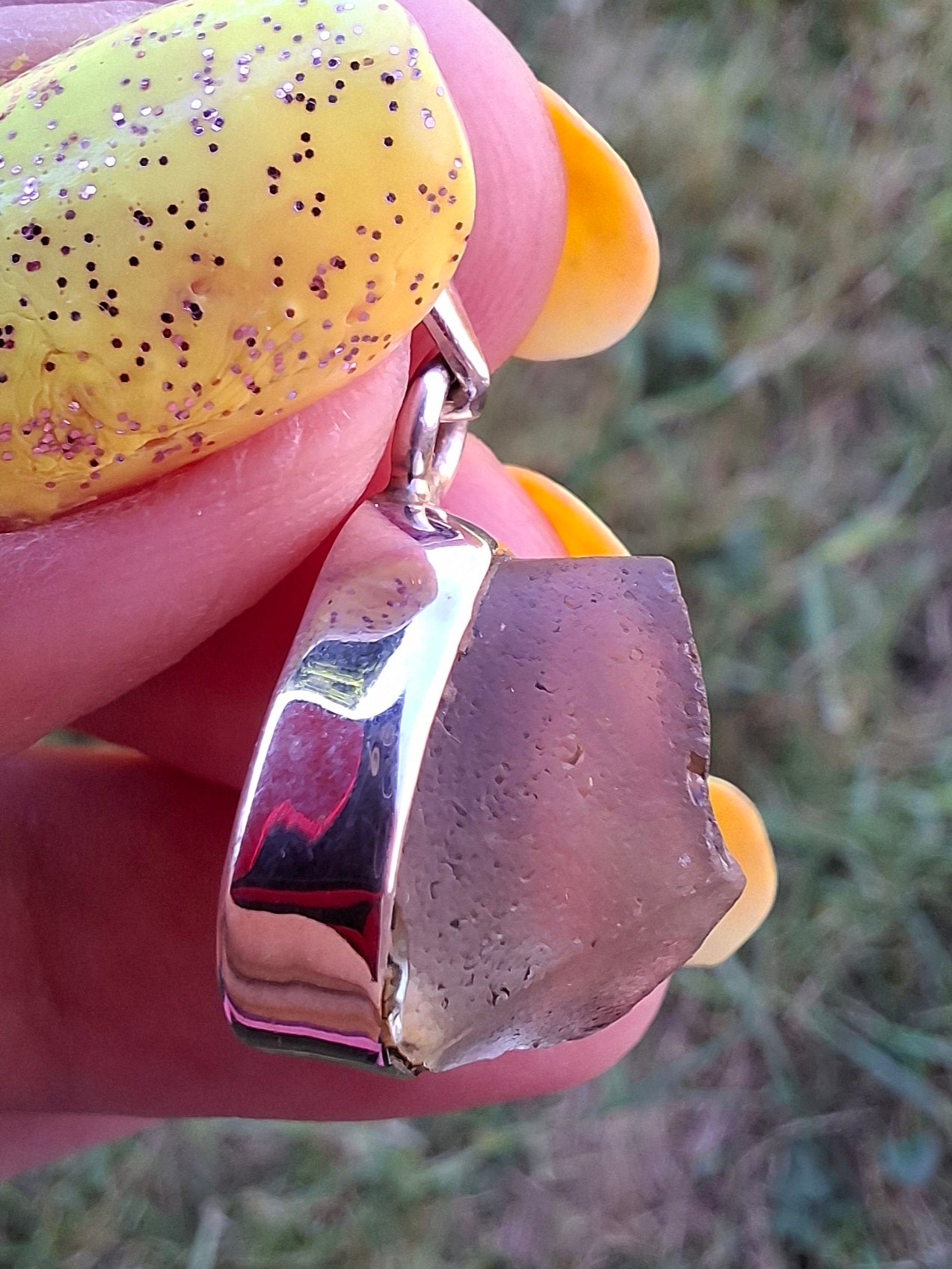 Libyan Desert Glass Pendant, 925 Silver, Tektite (Ref: LP76)