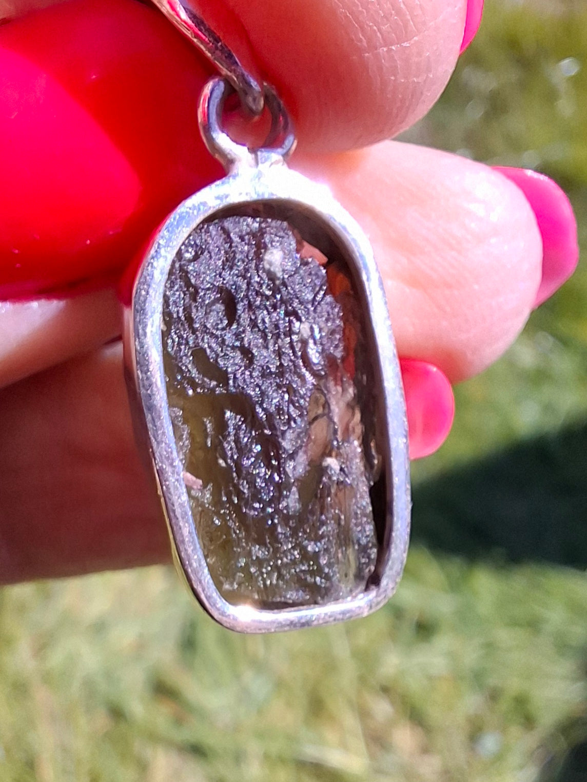 Moldavite Pendant, 925 Silver, Tektite (Ref: P442)