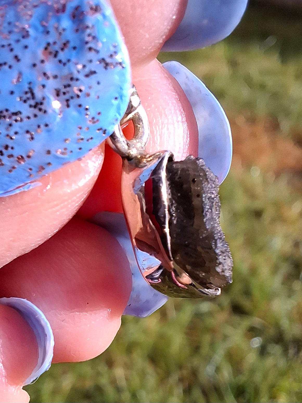Moldavite Pendant, 925 Silver, Tektite (Ref:P41)