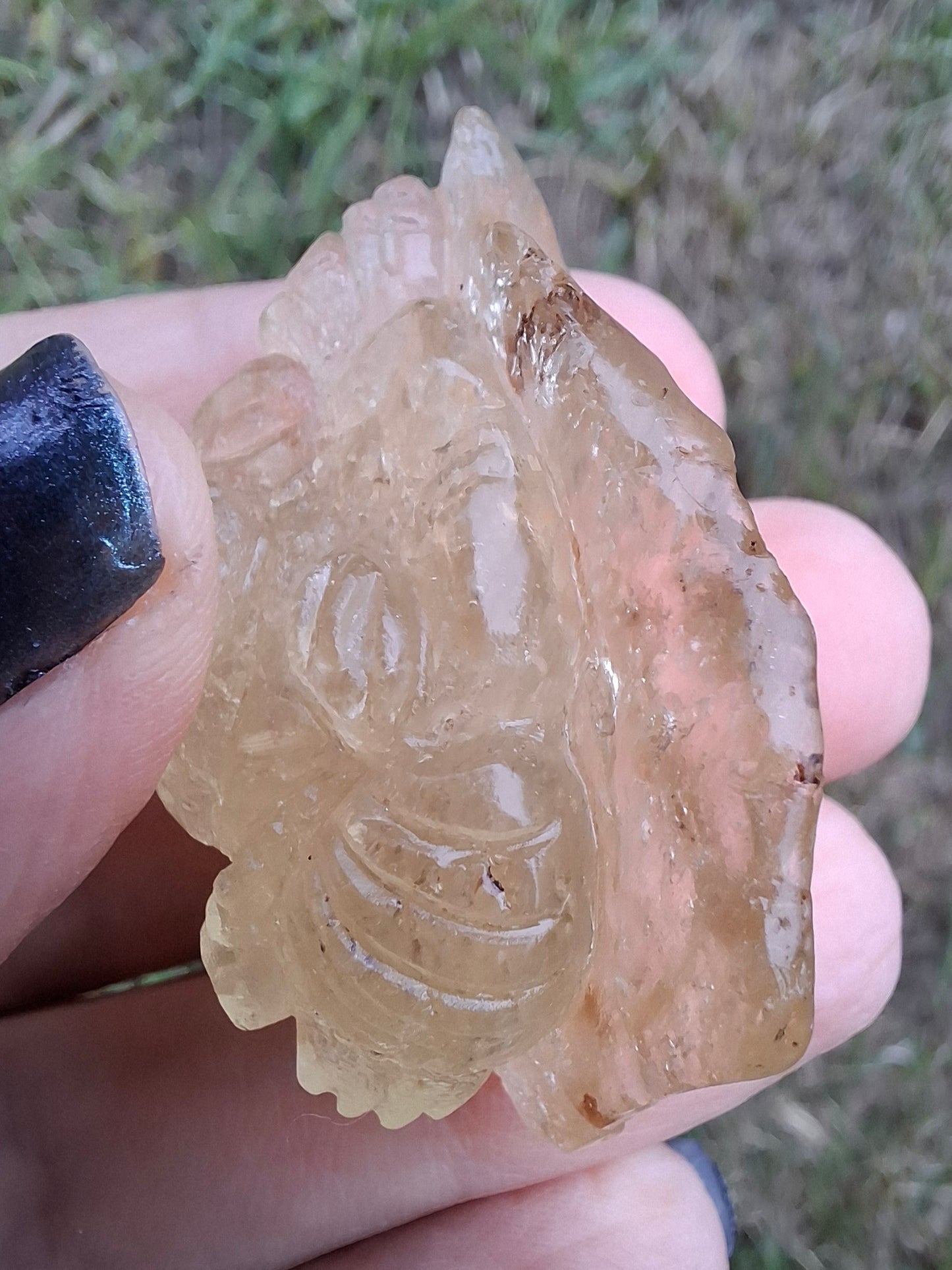 Libyan Desert Glass GANESHA carving, 18.39g, Tektite (Ref: Ganesha3)