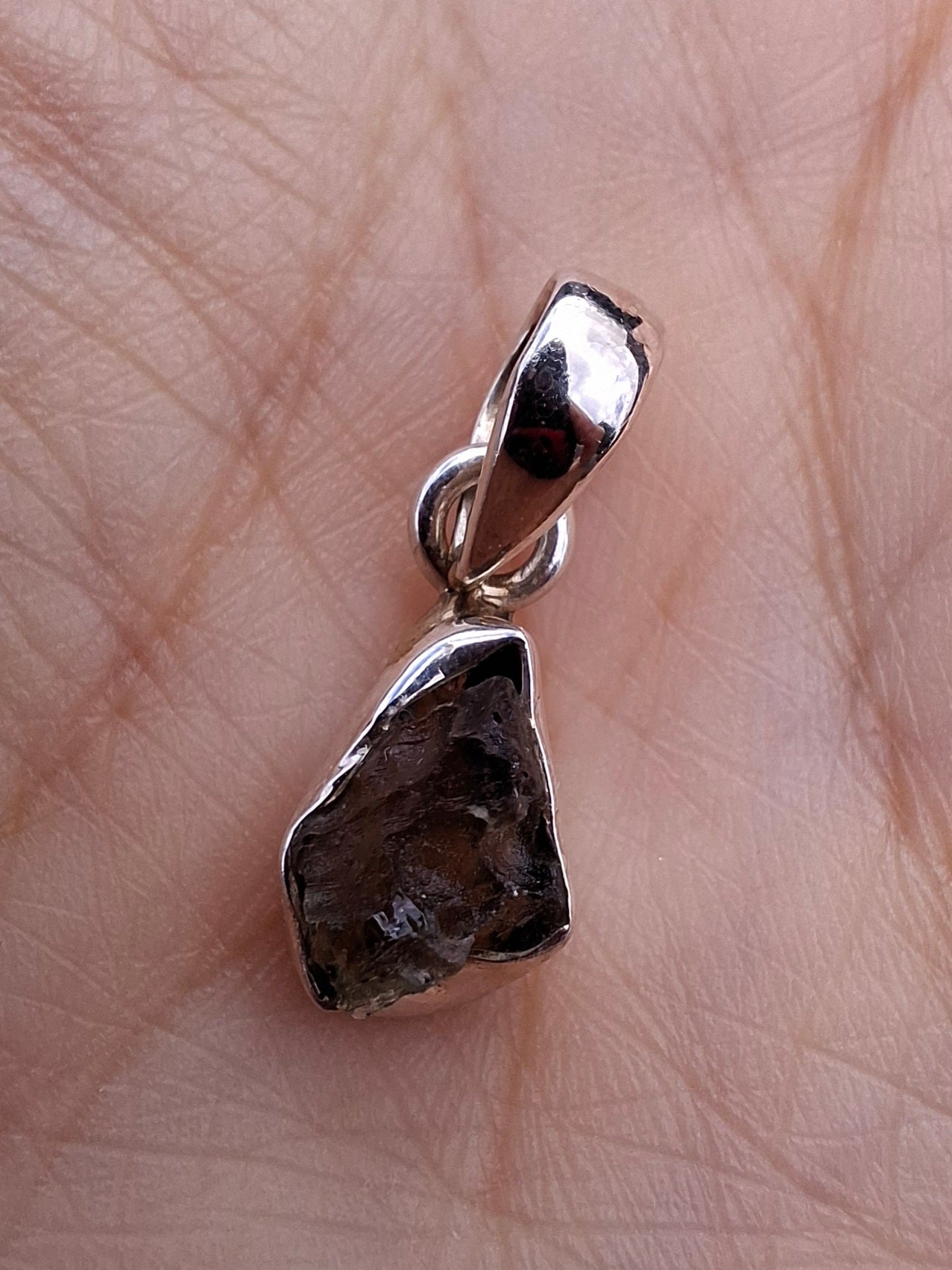 Moldavite Pendant, 925 Silver, Tektite (Ref: P65)