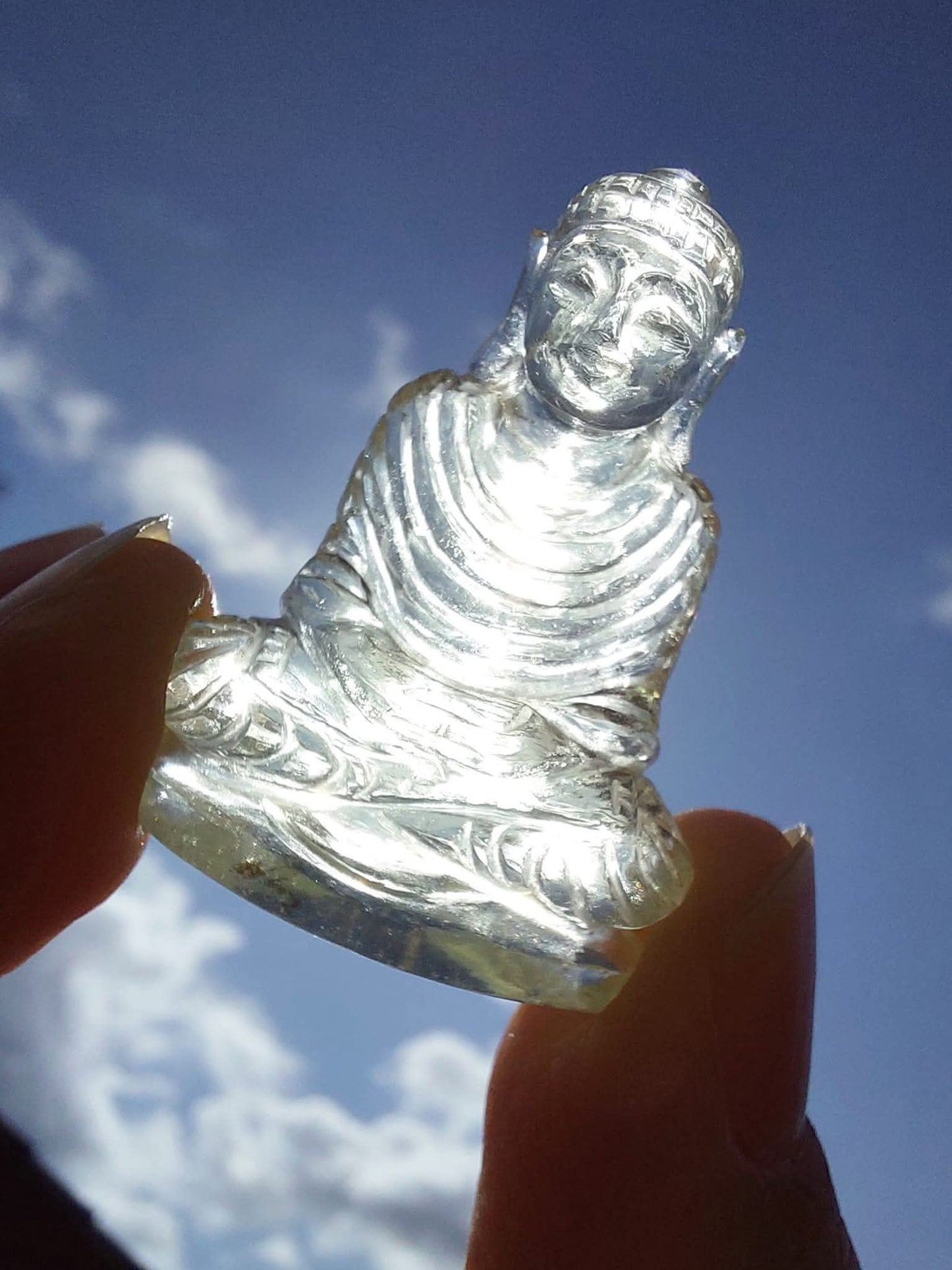 Libyan Desert Glass BUDDHA Carving, 7.56g, Tektite (Ref: LDG B0)