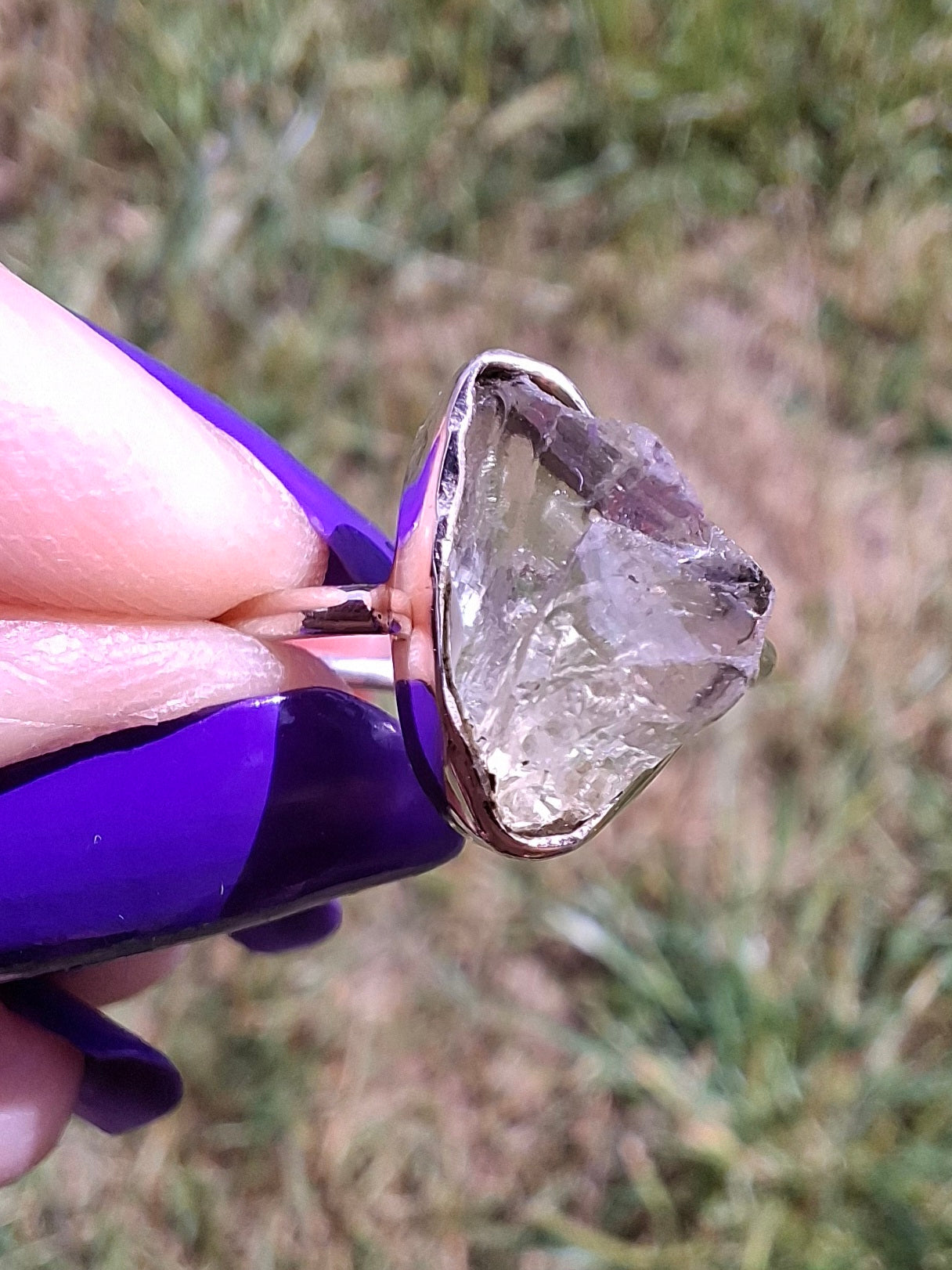 Libyan Desert Glass Ring, size large J/small K, 925 Silver, Tektite (Ref: LR10)
