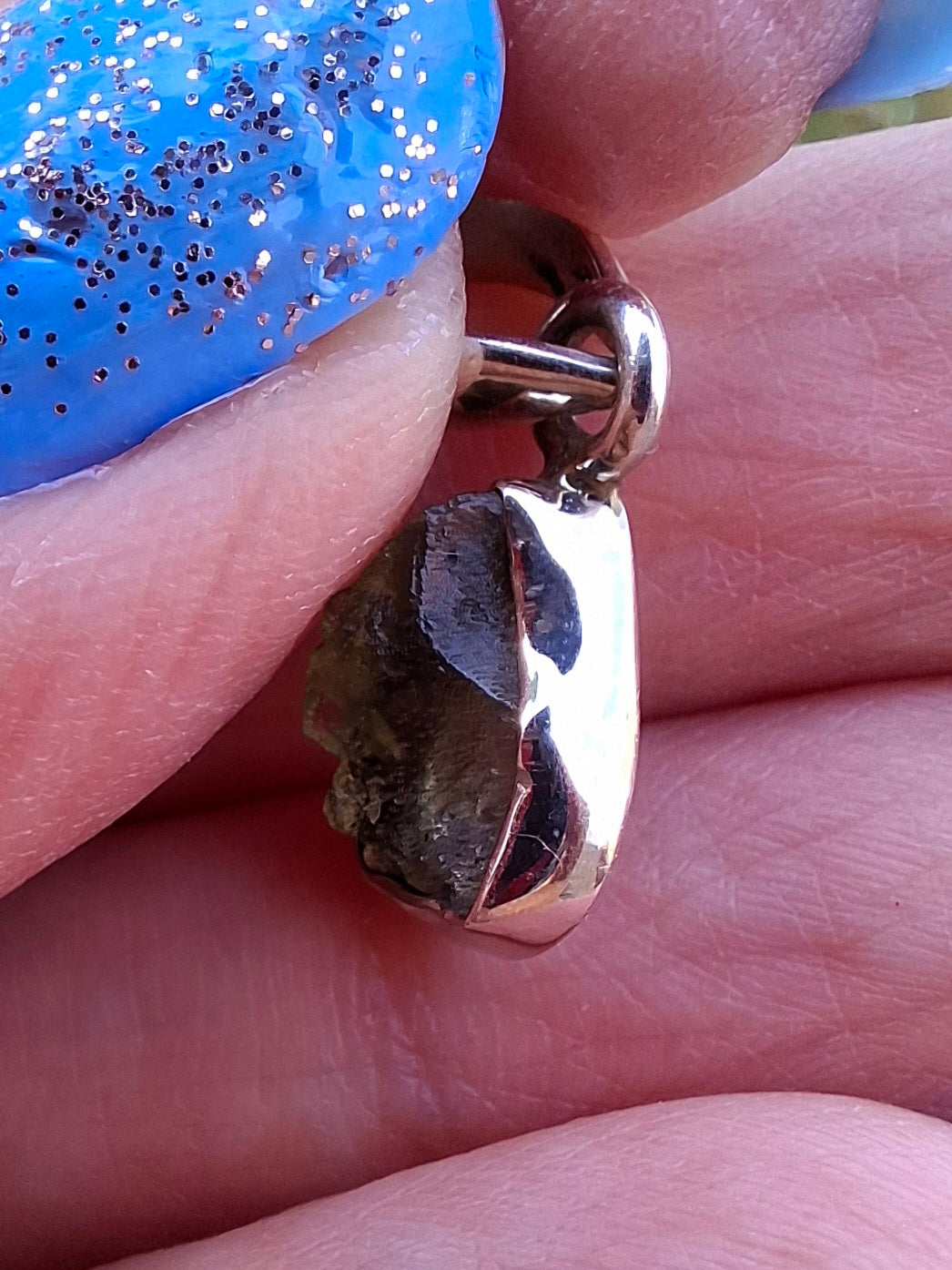 Moldavite Pendant, 925 Silver, Tektite (Ref: P42)