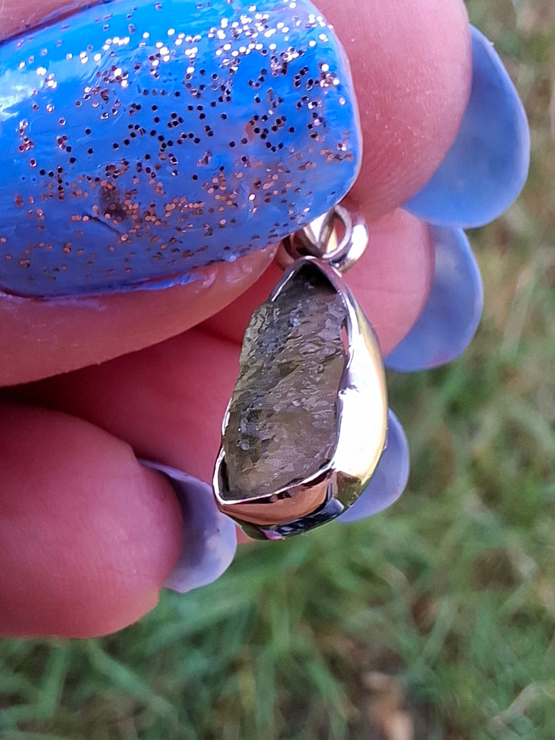 Moldavite Pendant, 925 Silver, Tektite (Ref: P46)