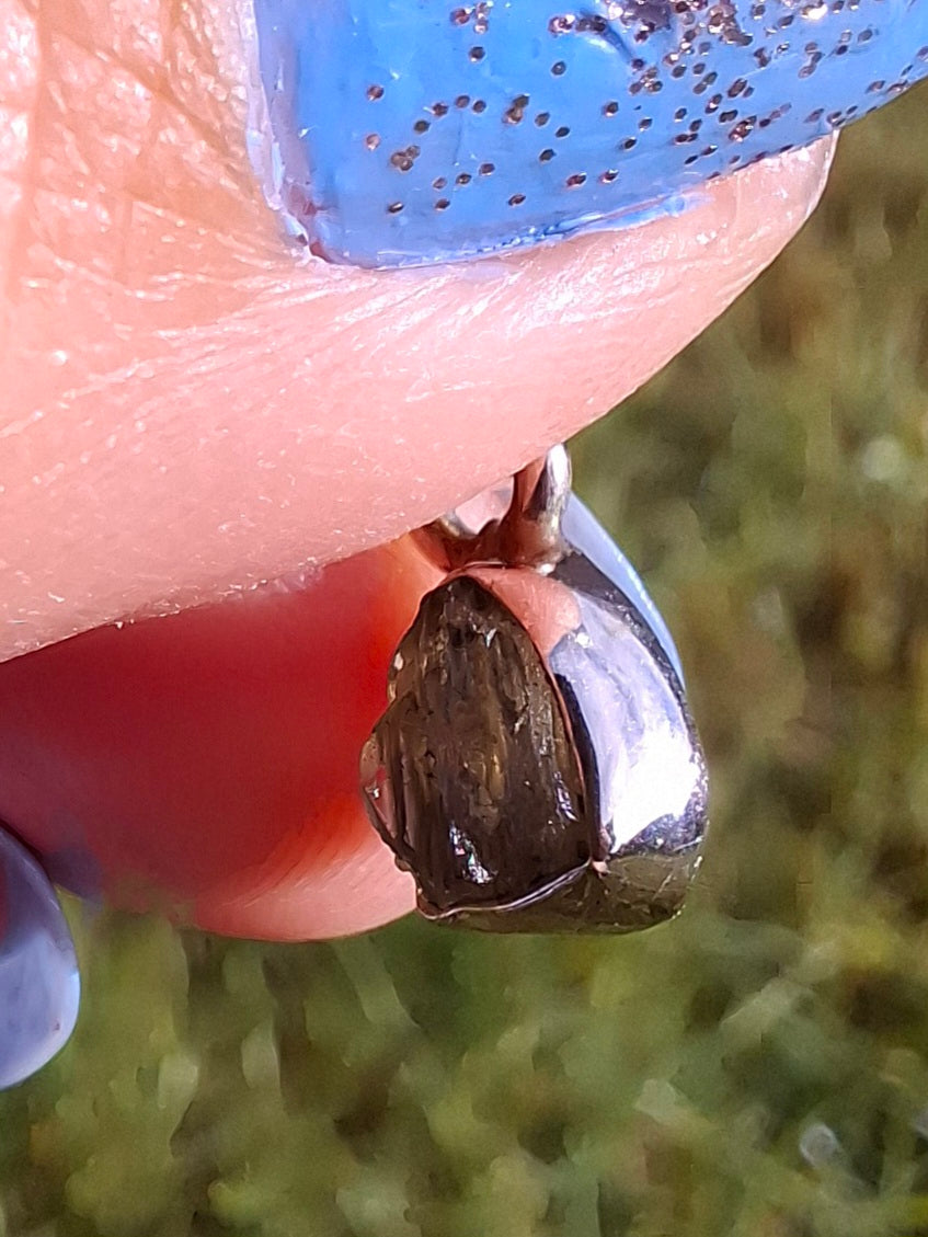 Moldavite Pendant, 925 Silver, Tektite (Ref: P50)
