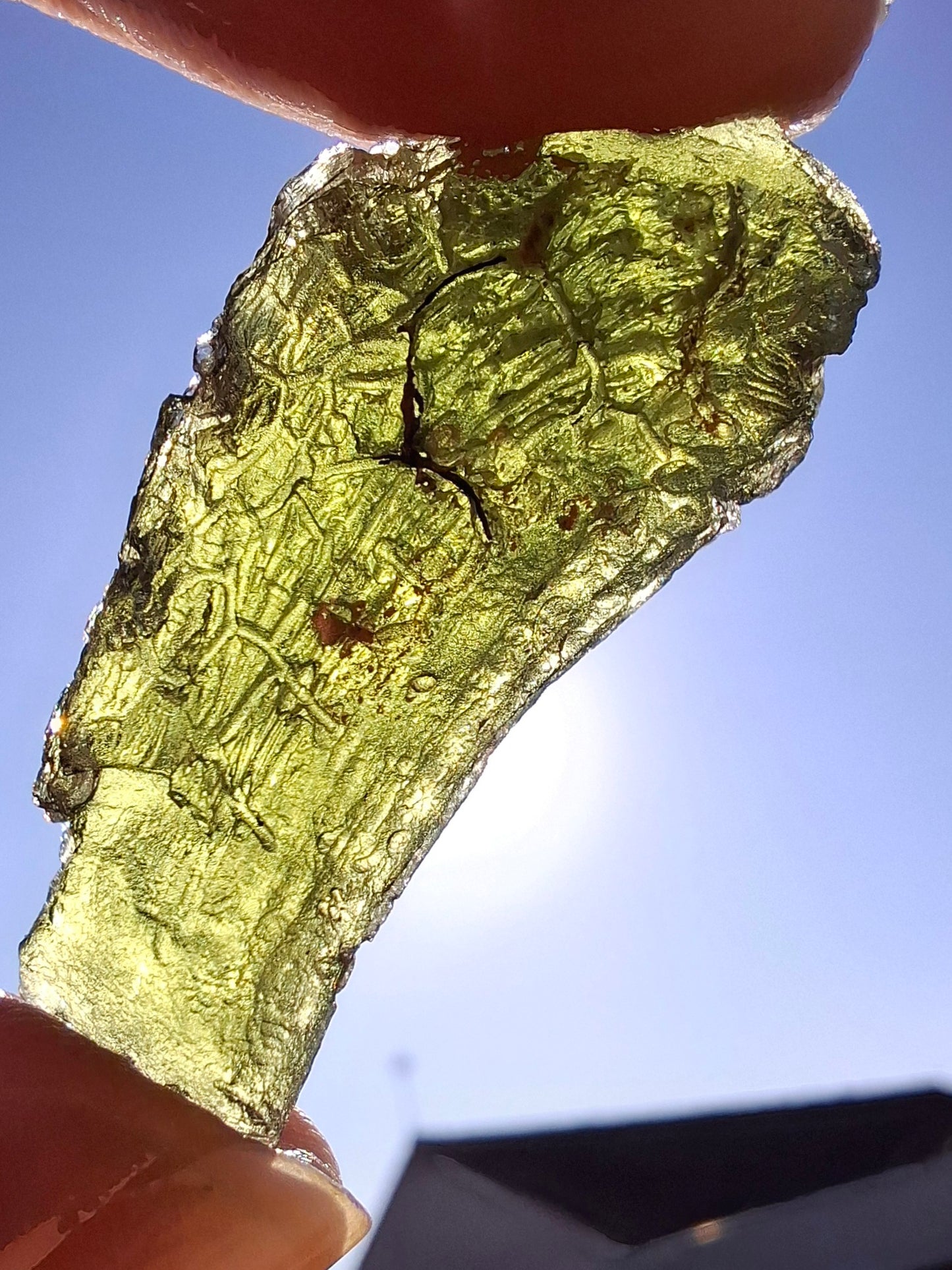 Moldavite Piece, NESMEN, 8.04g, Tektite (Ref: 1377)