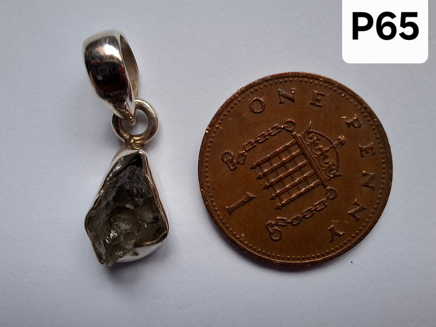 Moldavite Pendant, 925 Silver, Tektite (Ref: P65)