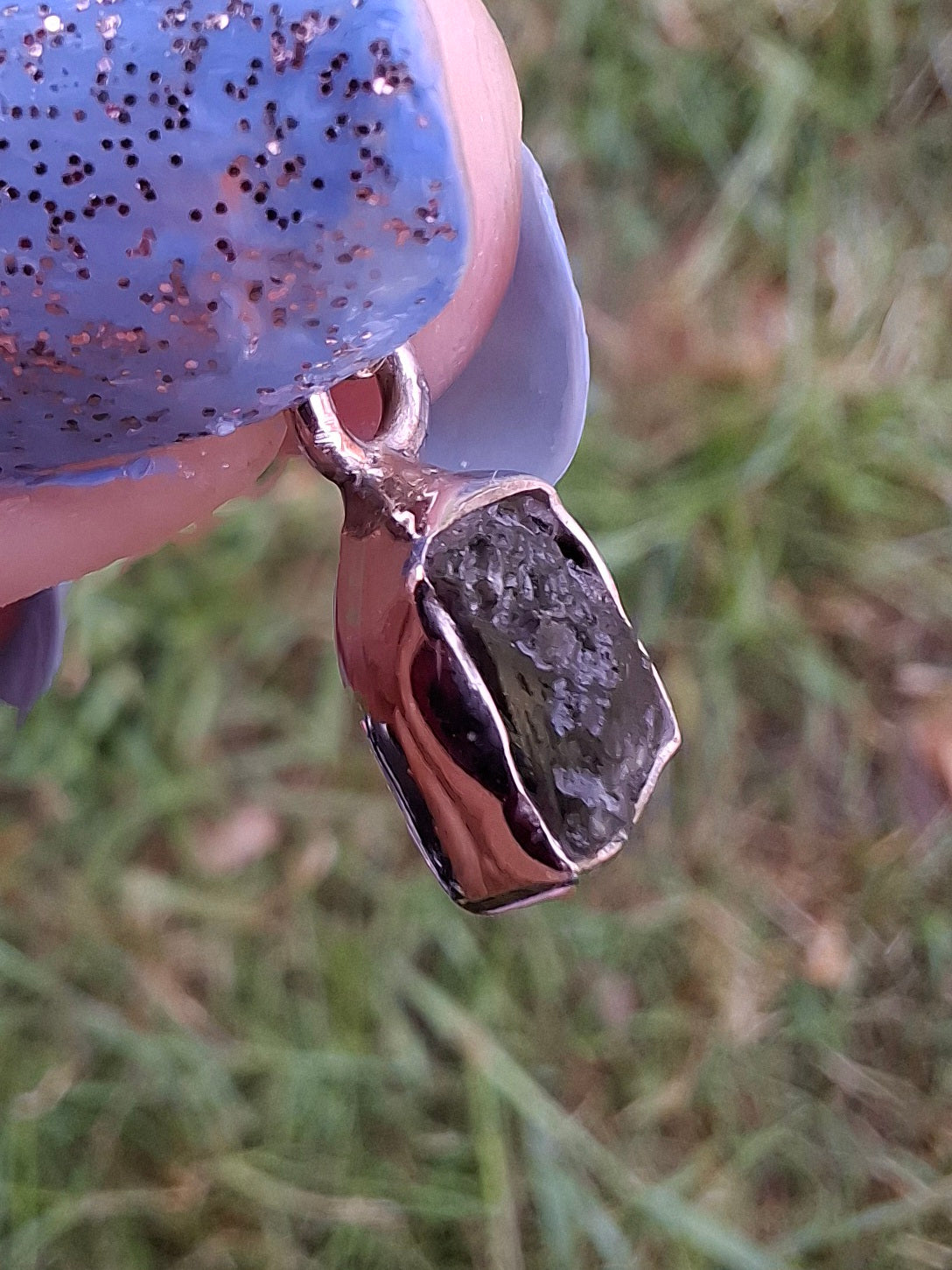 Moldavite Pendant, 925 Silver, Tektite (Ref: P61)