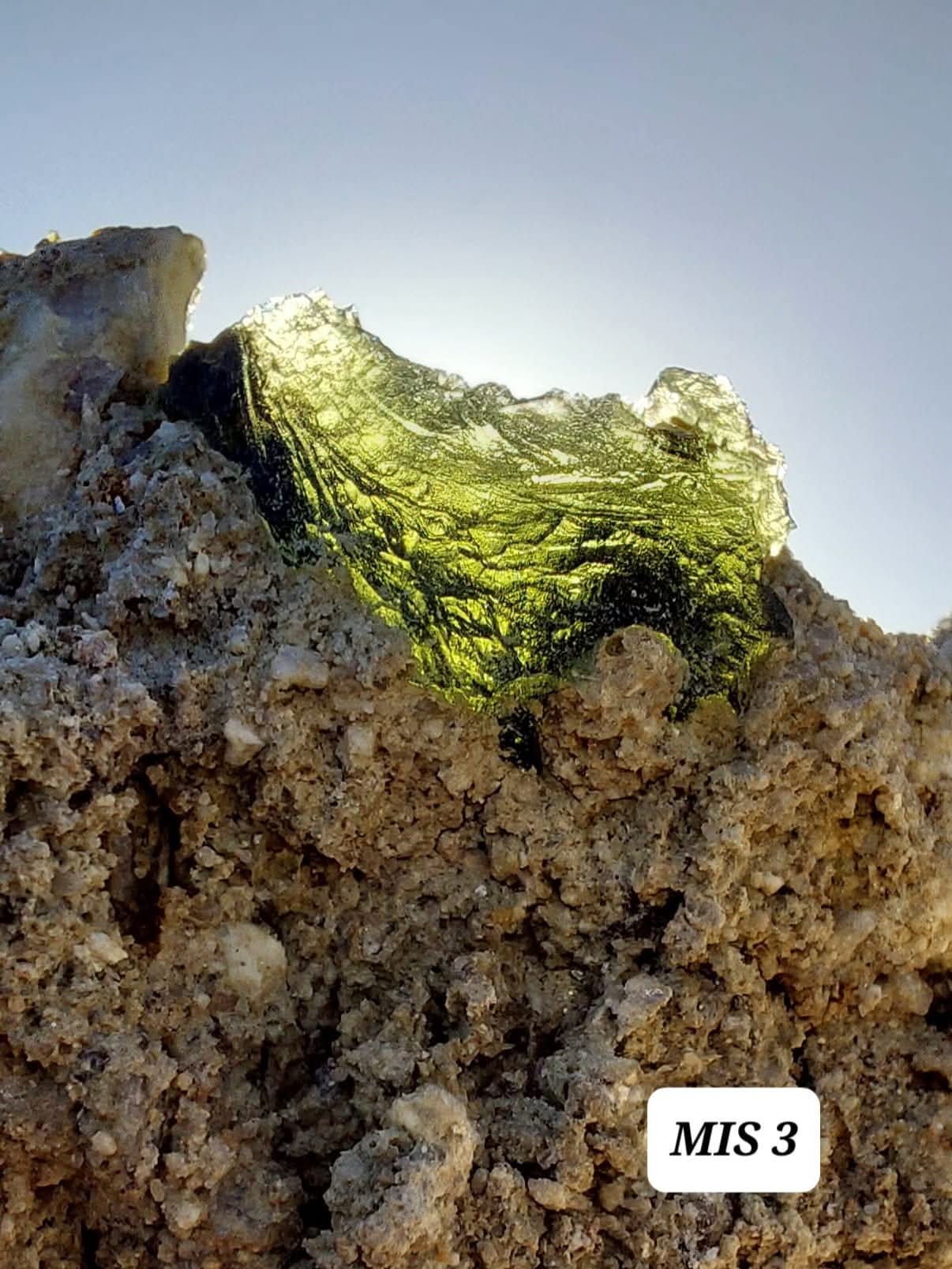 Moldavite In-Situ (in matrix), Besednice, Est- 3g, Tektite (Ref: MIS3)