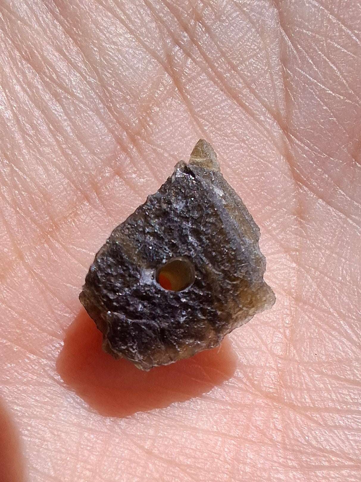 DRILLED Moldavite Piece, 0.92g, Tektite (Ref: D8)