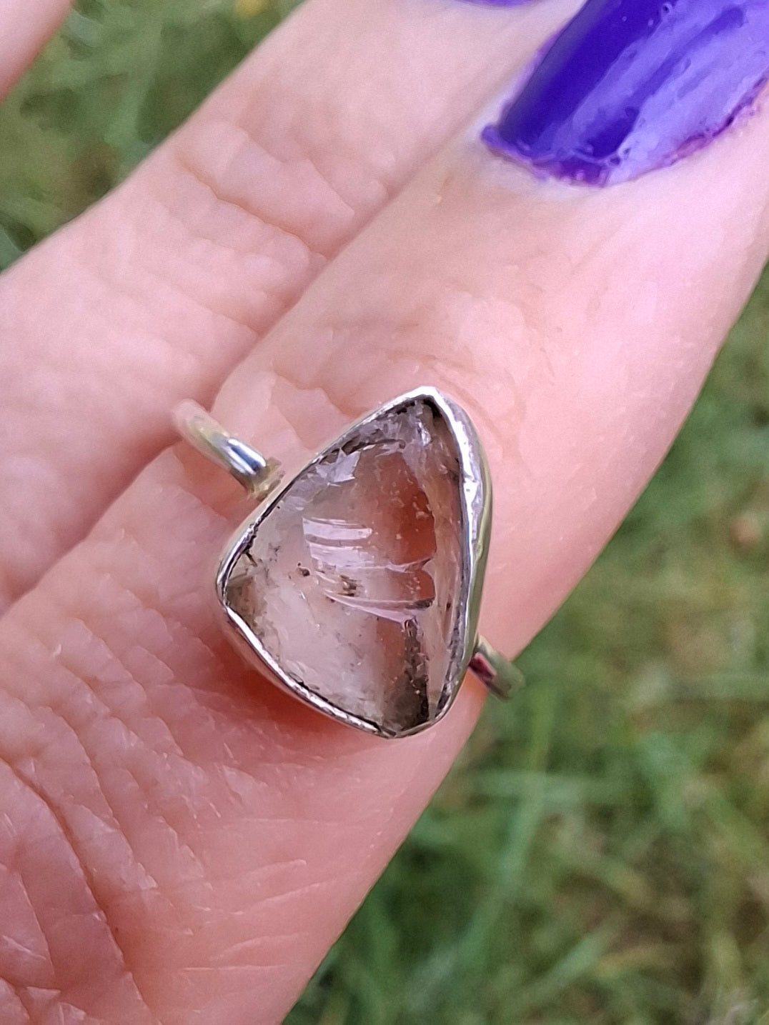 Libyan Desert Glass Ring, size large G, 925 Silver, Tektite (Ref: LR3)