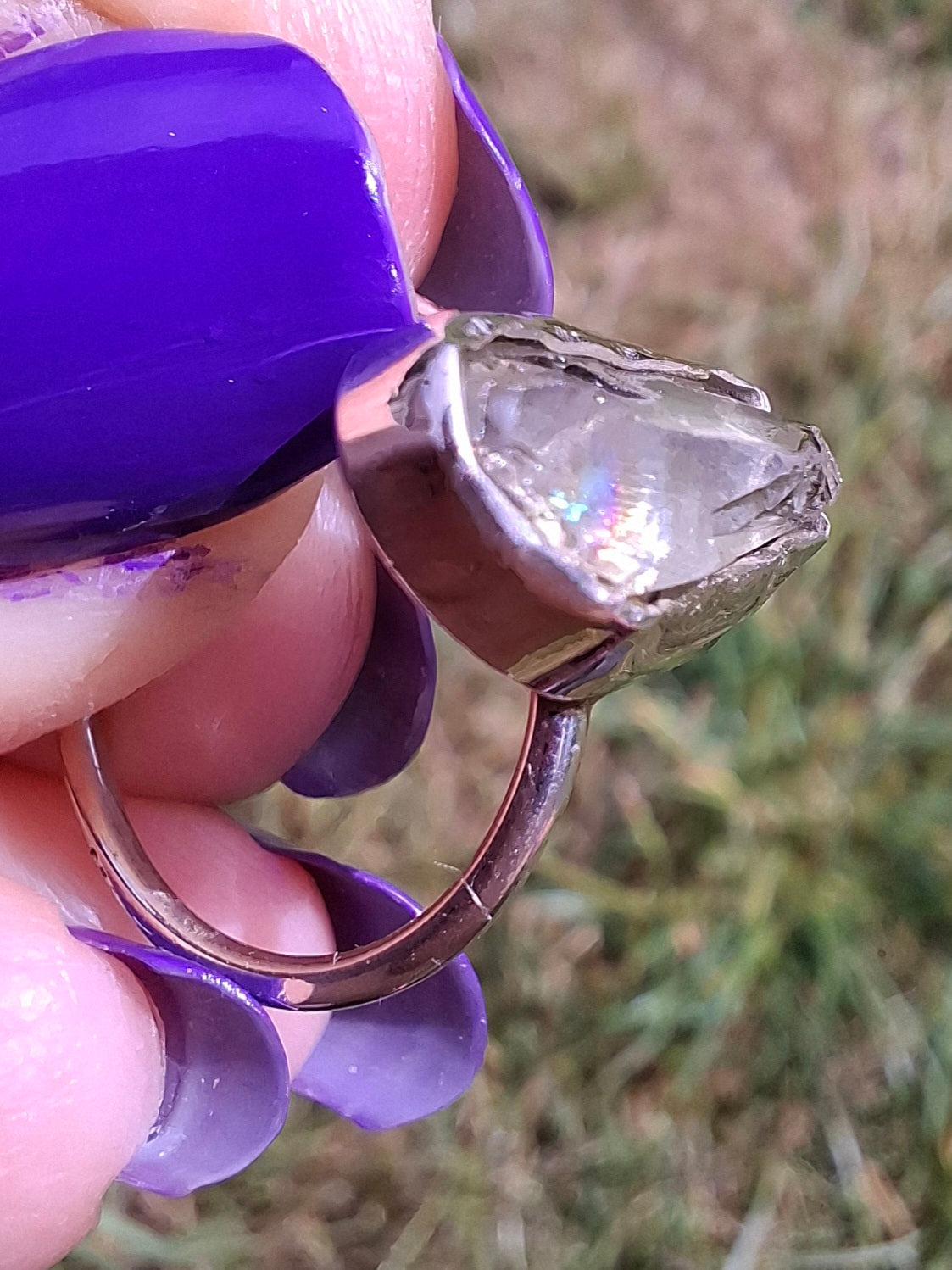Libyan Desert Glass Ring, size K, 925 Silver, Tektite 🌈 (Ref: LR12)