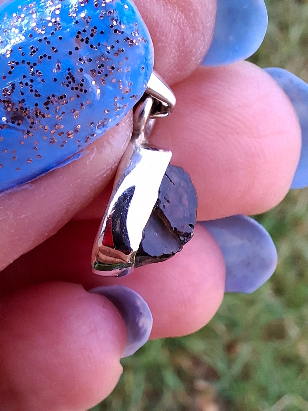 Moldavite Pendant, 925 Silver, Tektite (Ref: P51)