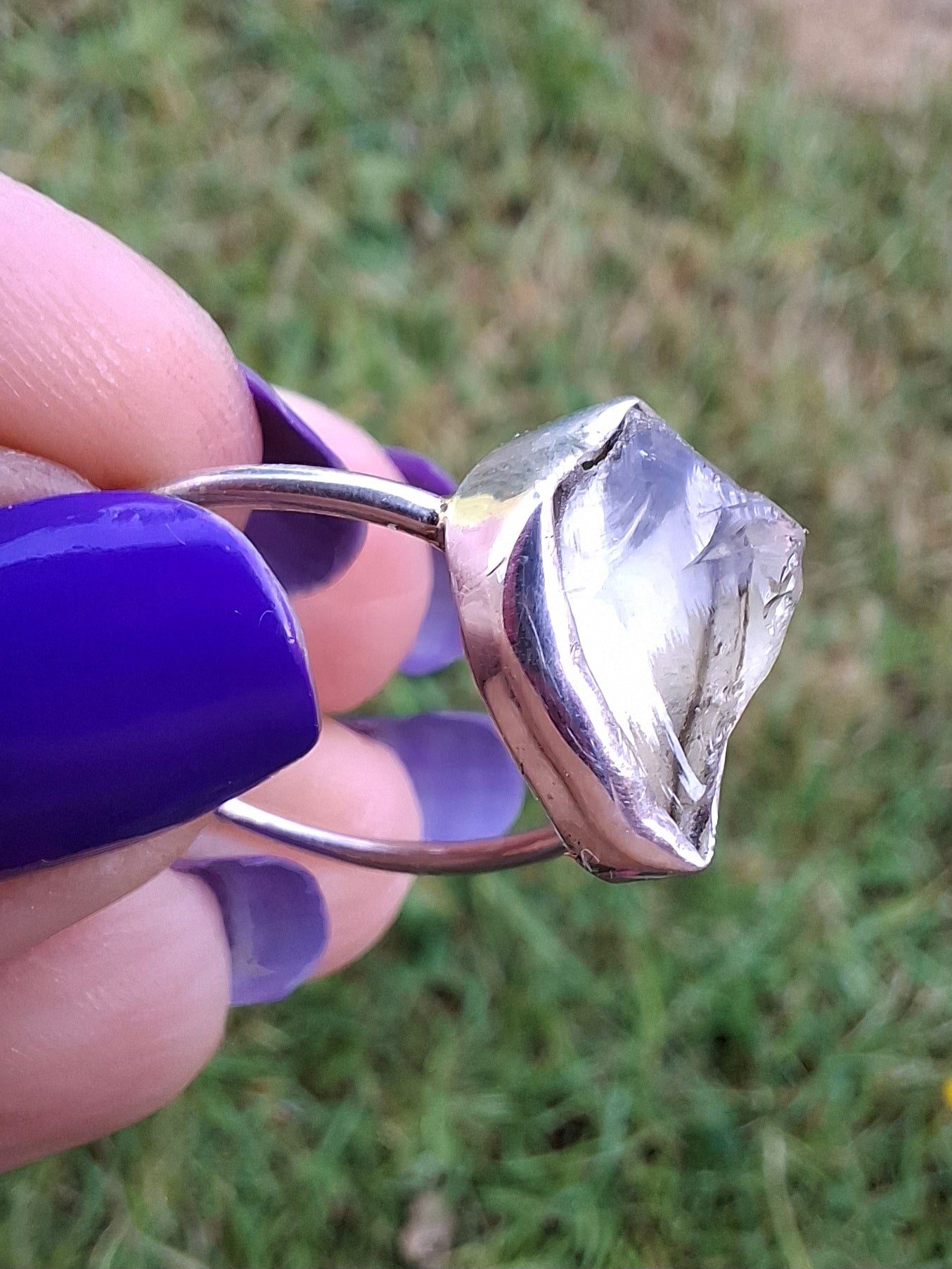 Libyan Desert Glass Ring, size W, 925 Silver, Tektite (Ref: LR61)