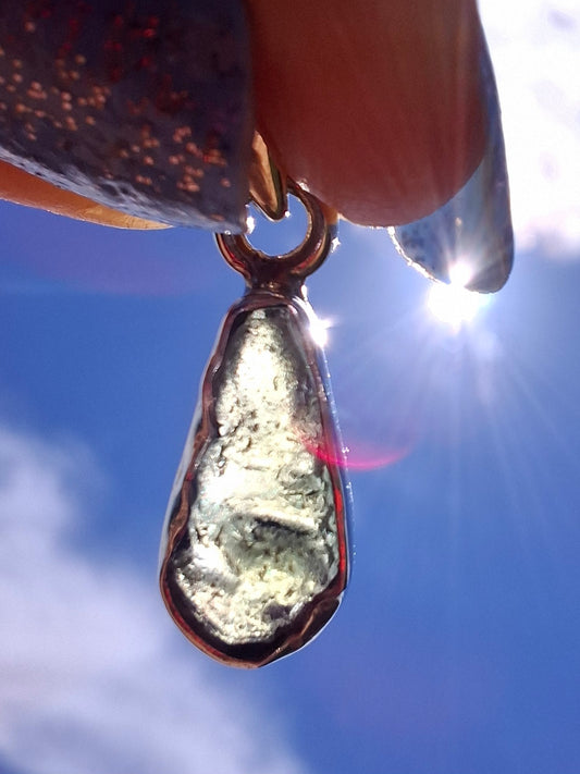 Moldavite Pendant, 925 Silver, Tektite (Ref: P73)