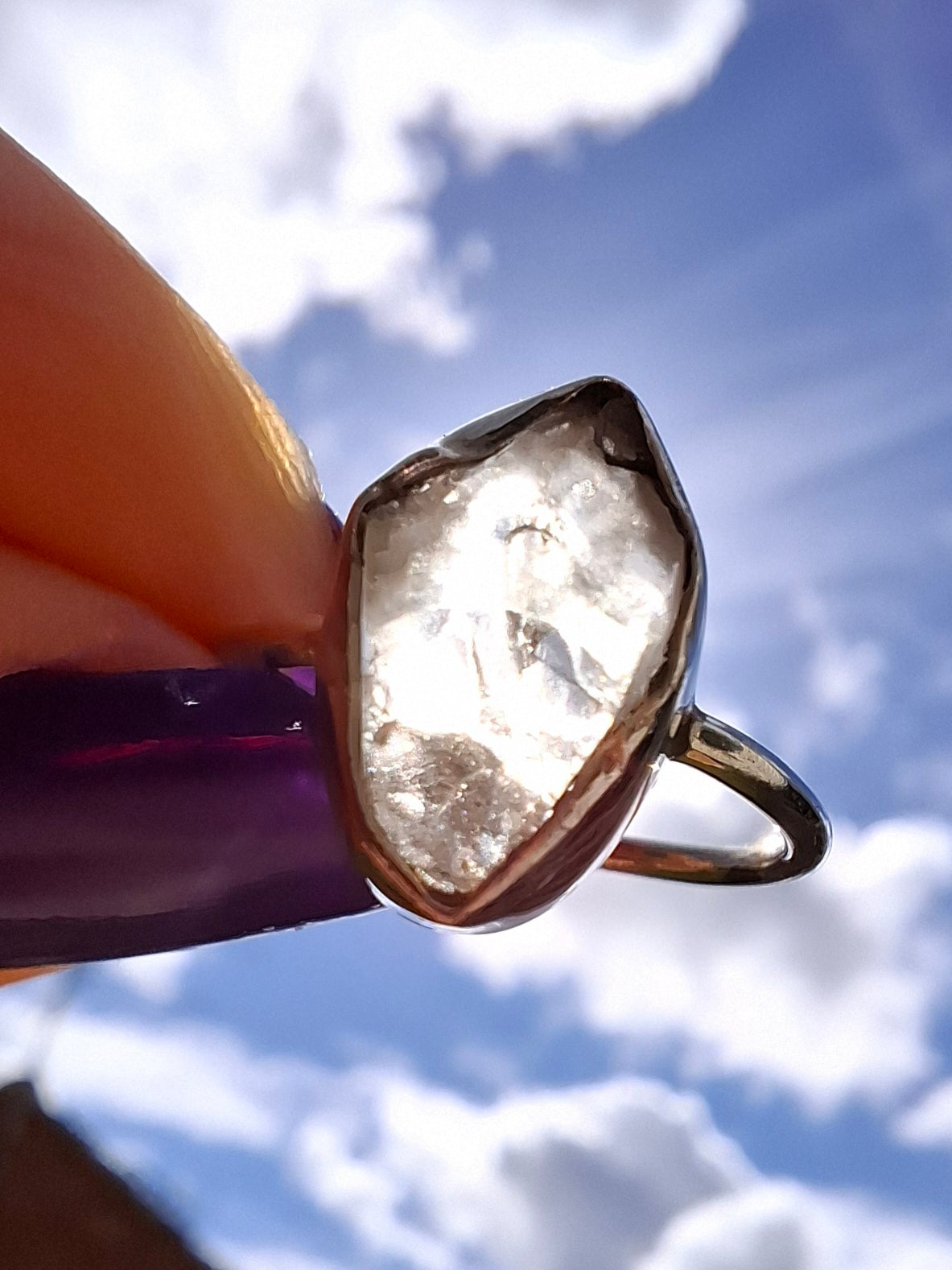 Libyan Desert Glass Ring, size J, 925 Silver, Tektite (Ref: LR6)