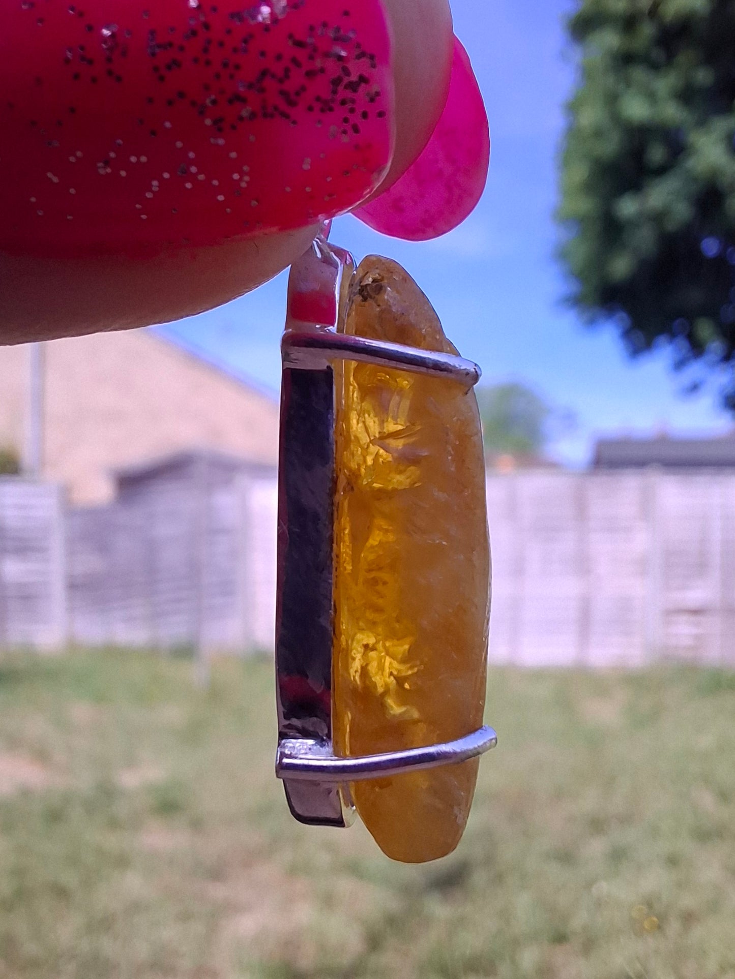 Baltic Amber Pendant, 925 Silver, Fossil (Ref: AP2)