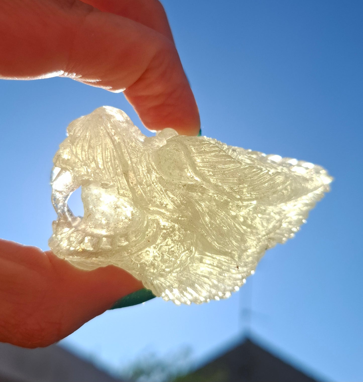 Libyan Desert Glass DRAGON HEAD Carving, 75.84g, Tektite (Ref: Dragon1)