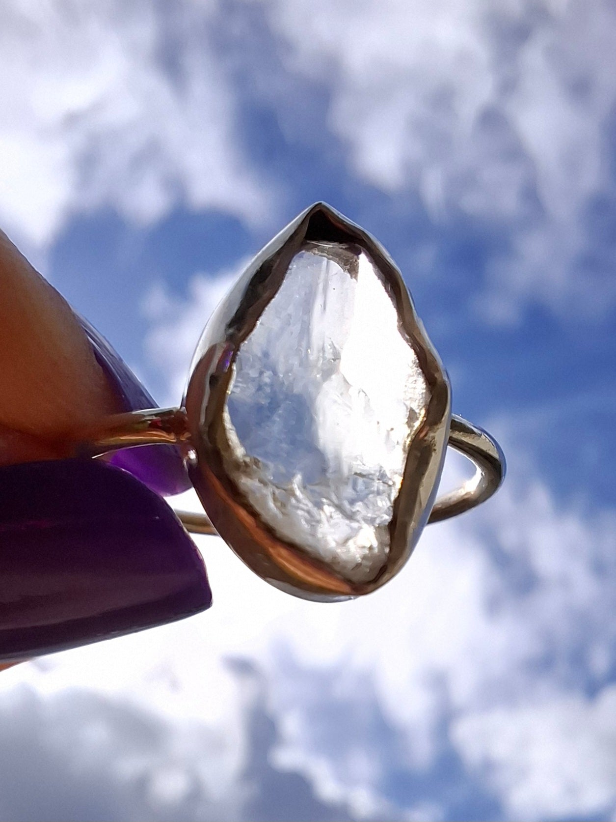 Libyan Desert Glass Ring, size small R, 925 Silver, Tektite (Ref: LR41)