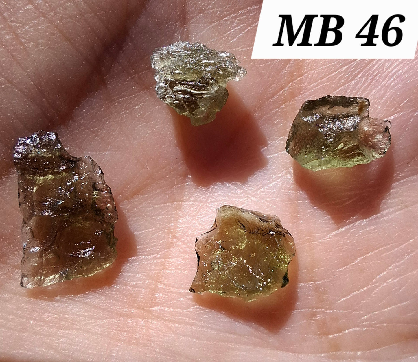 Moldavite chip Bundle, 1g, 4 pcs, Tektite (Ref: MB46)
