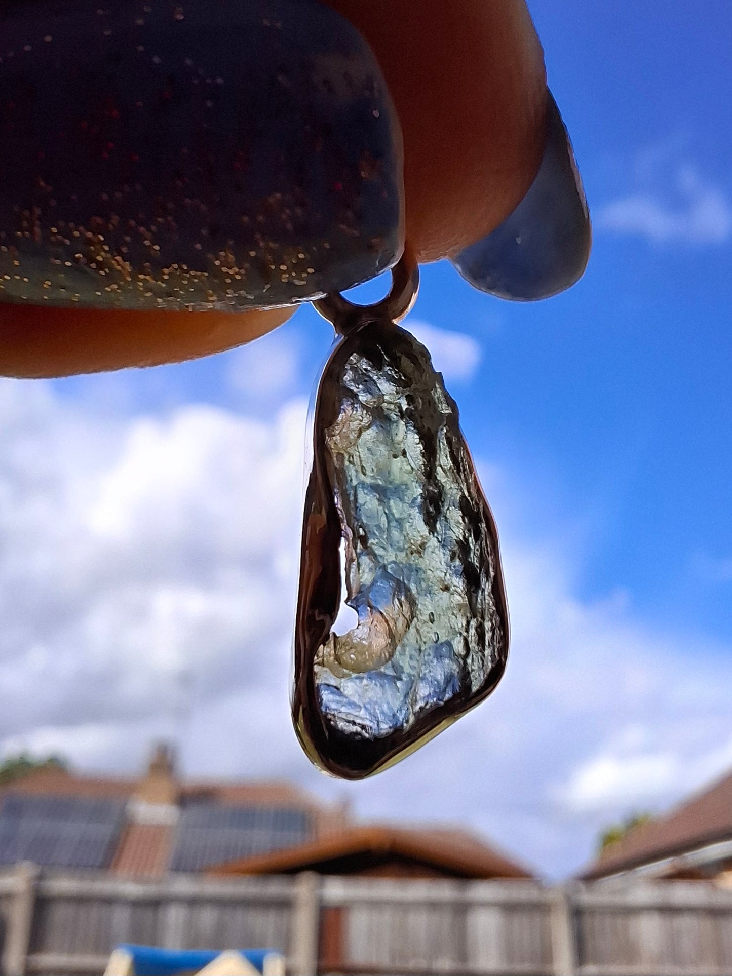 Moldavite Pendant, 925 Silver, Tektite (Ref: P94)