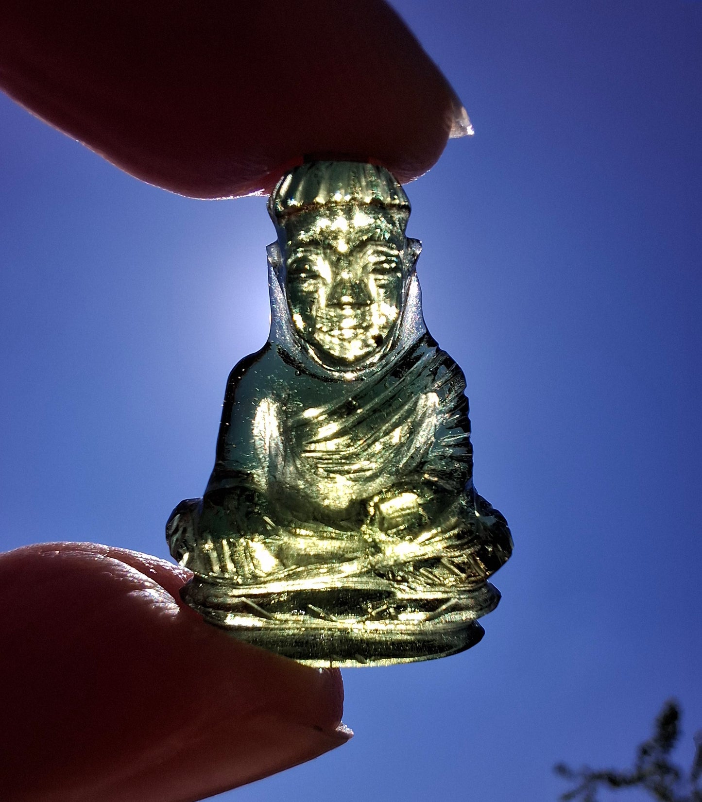 Moldavite BUDDHA Carving, 3.00g, Tektite (Ref: Buddha5)