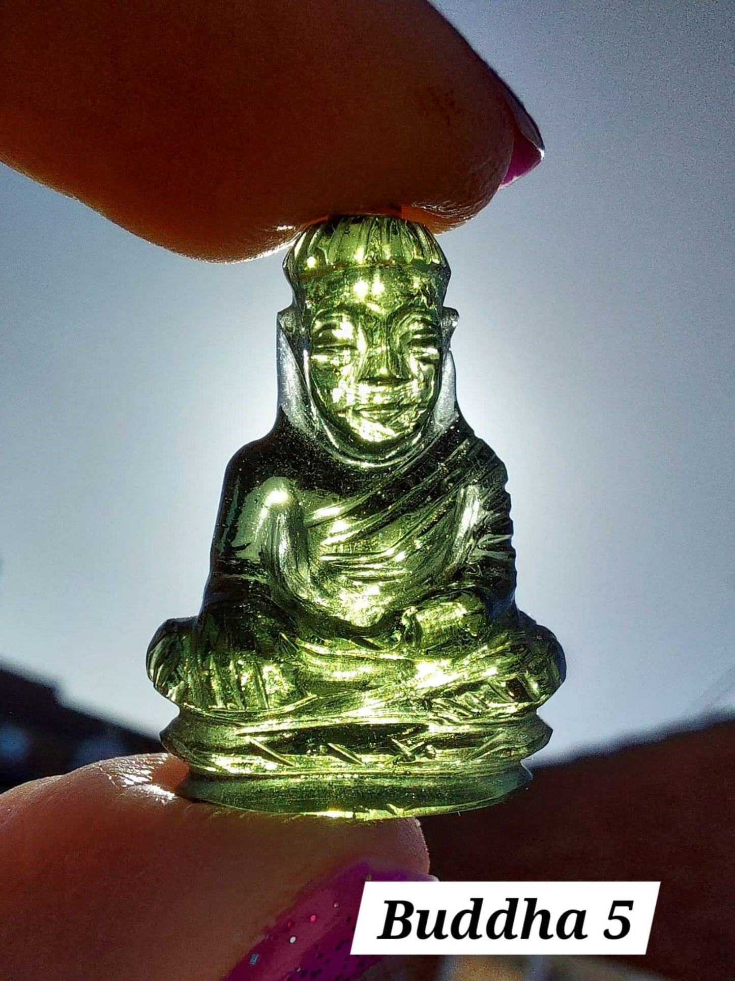 Moldavite BUDDHA Carving, 3.00g, Tektite (Ref: Buddha5)