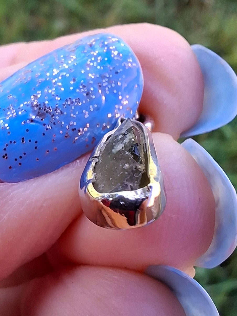 Moldavite Pendant, 925 Silver, Tektite (Ref: P95)