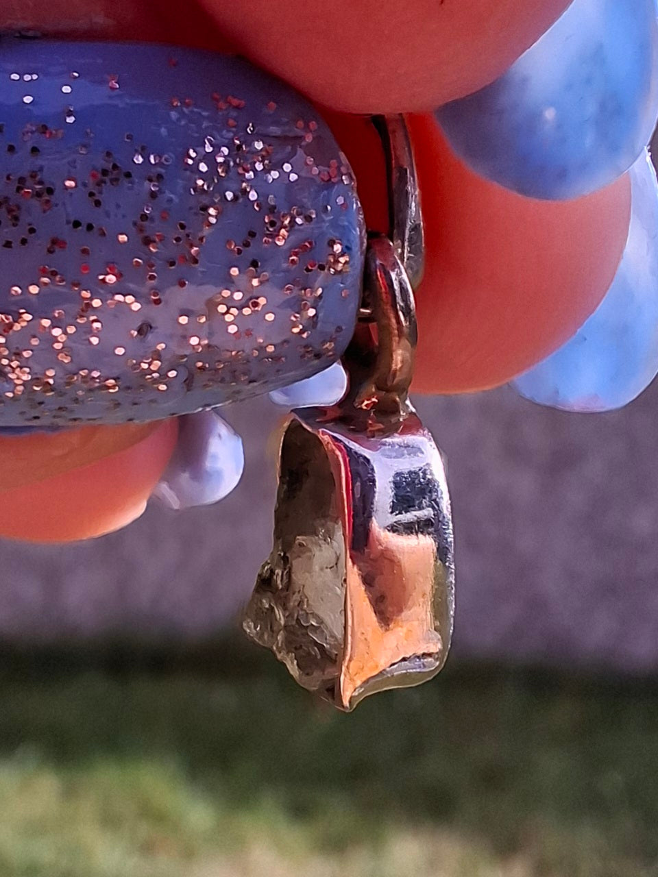 Moldavite Pendant, 925 Silver, Tektite (Ref: P49)