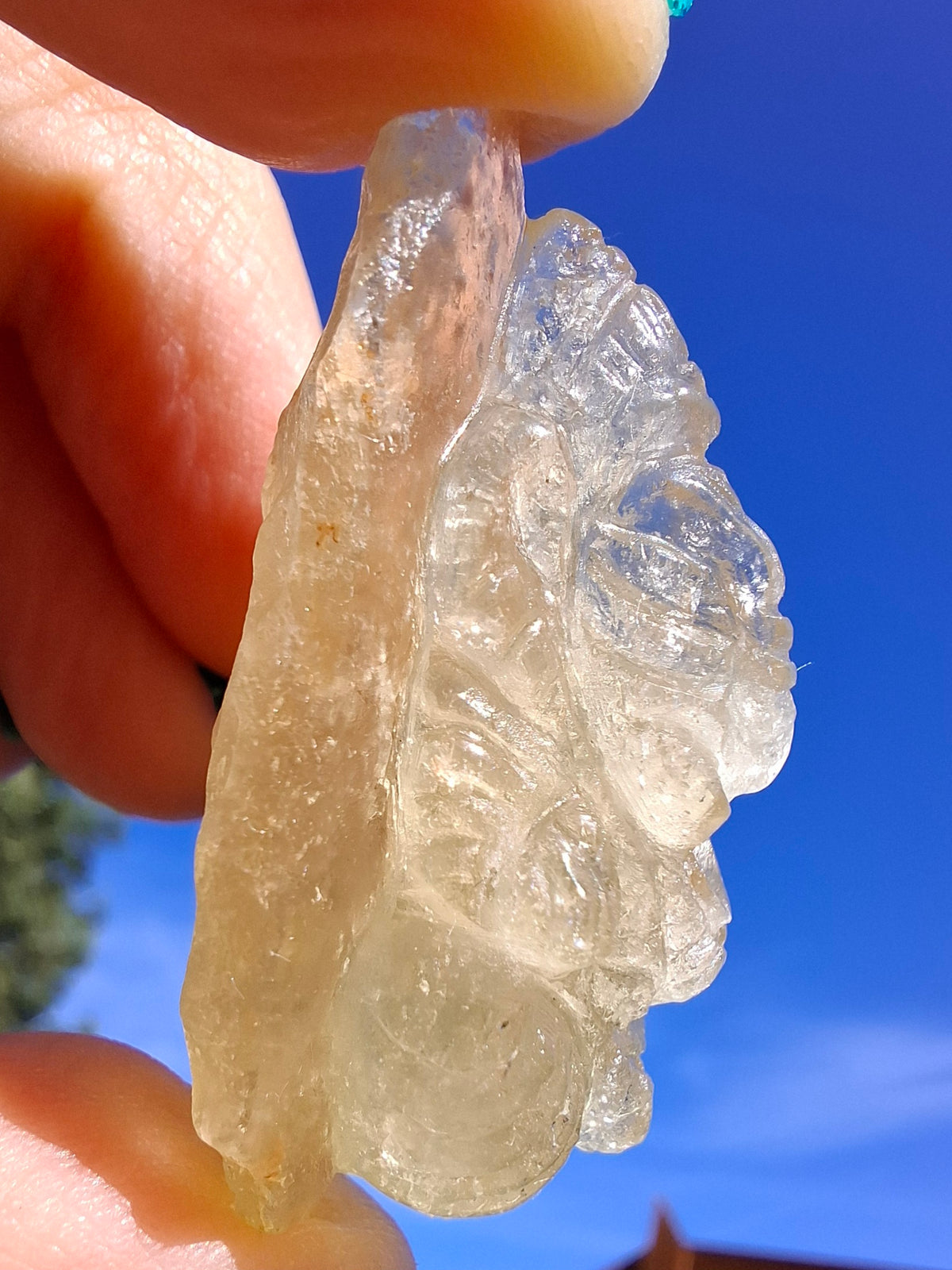 Libyan Desert Glass GANESHA carving, 18.39g, Tektite (Ref: Ganesha3)