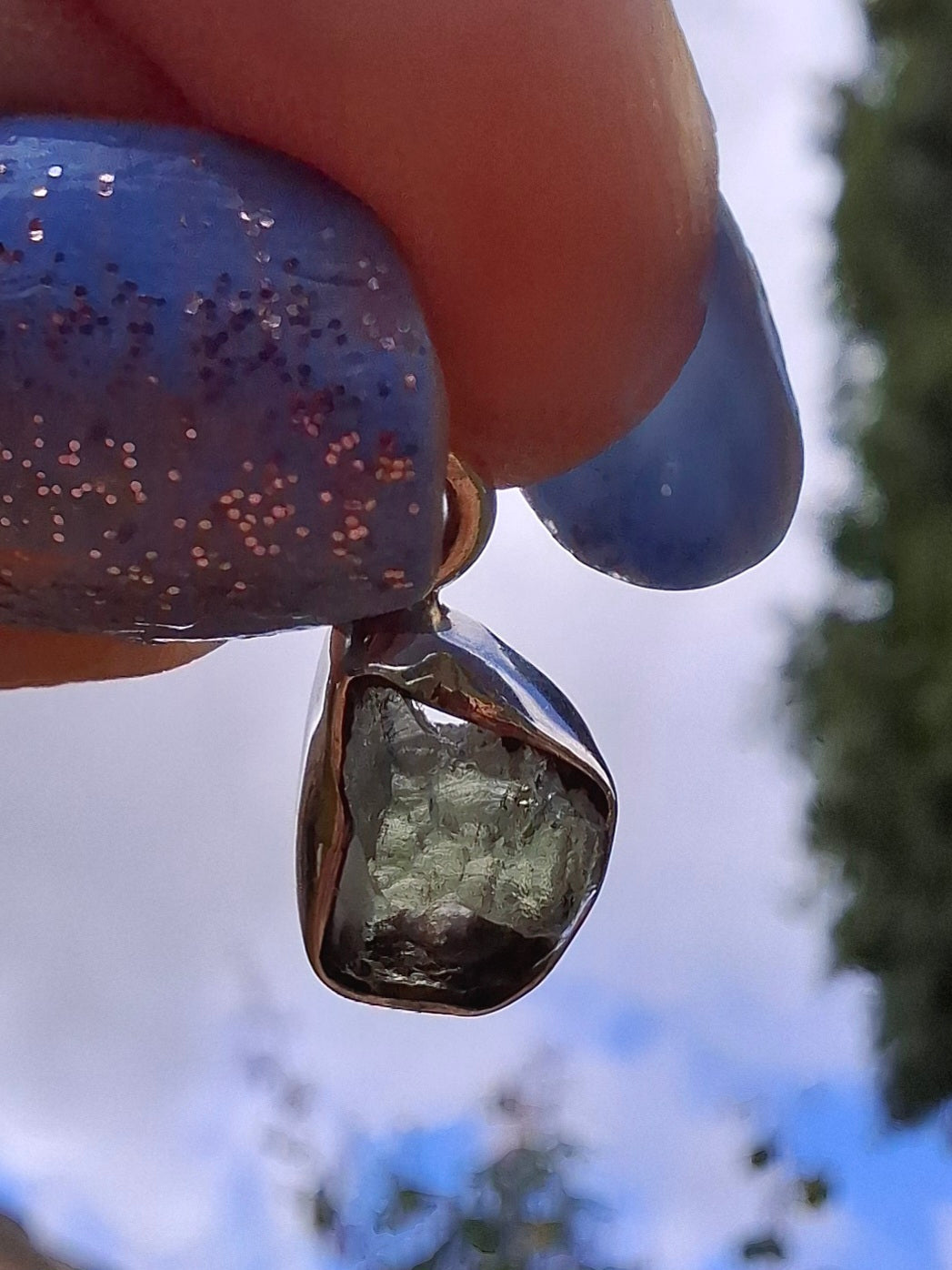 Moldavite Pendant, 925 Silver, Tektite (Ref: P72)