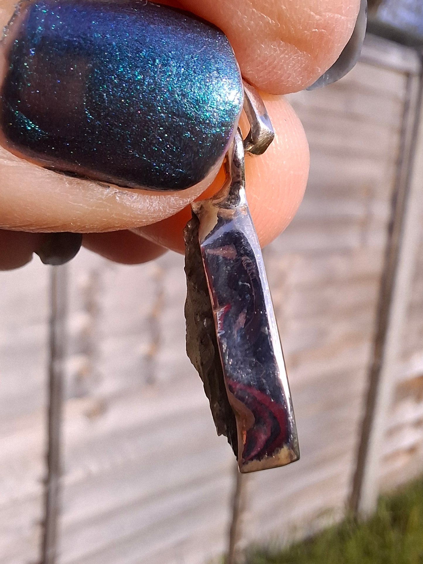 Moldavite Pendant, 925 Silver, Tektite (Ref: P8)