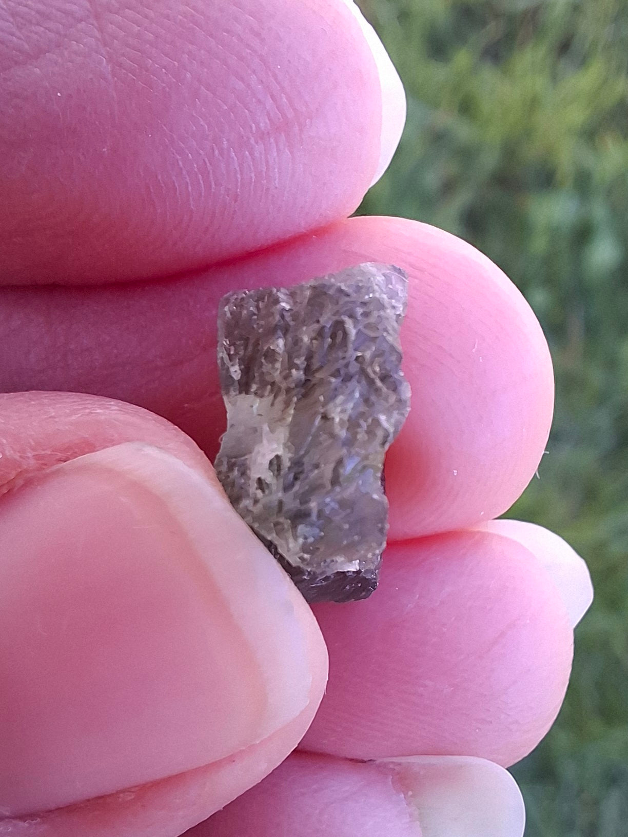 DRILLED Moldavite Piece, 1g, Tektite (Ref: D12)
