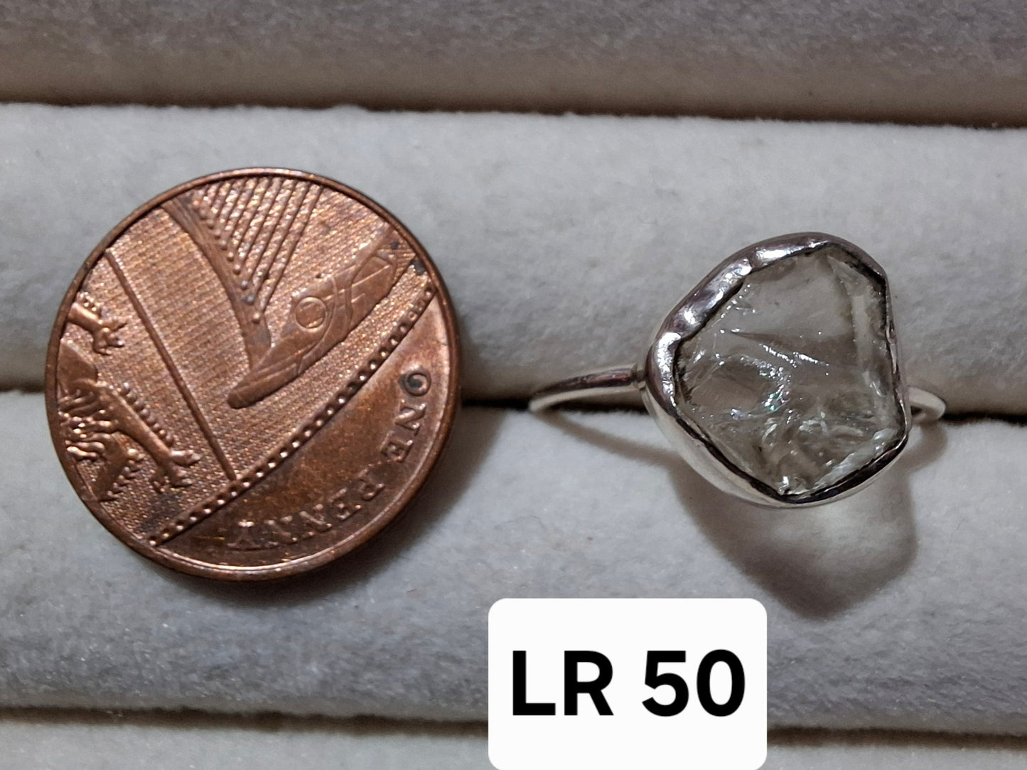 Libyan Desert Glass Ring, size large T, 925 Silver, Tektite (Ref: LR50)