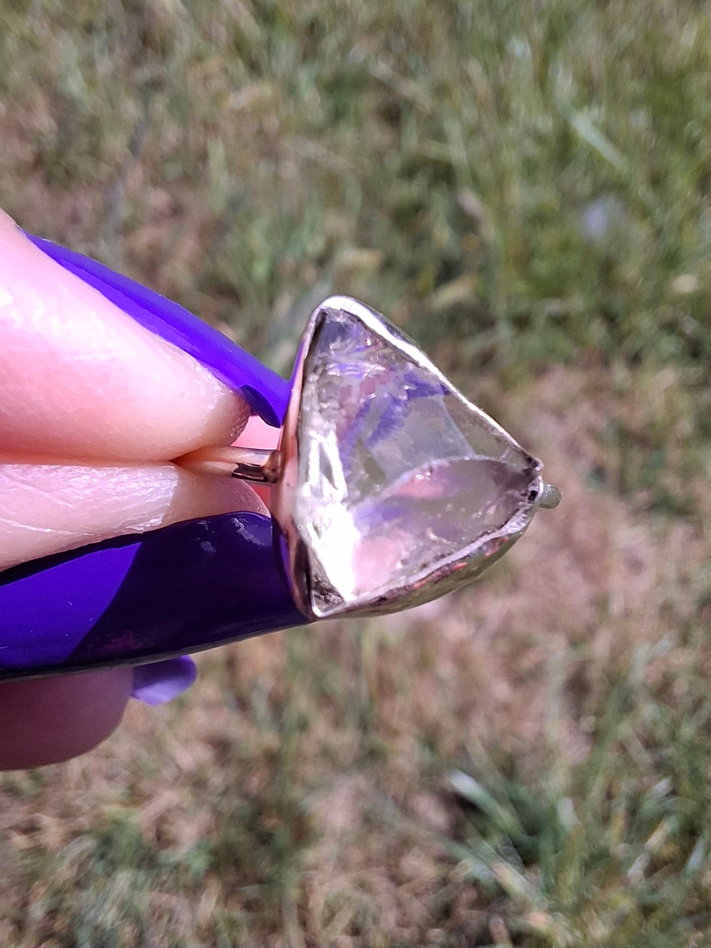 Libyan Desert Glass Ring, size small M, 925 Silver, Tektite (Ref: LR19)
