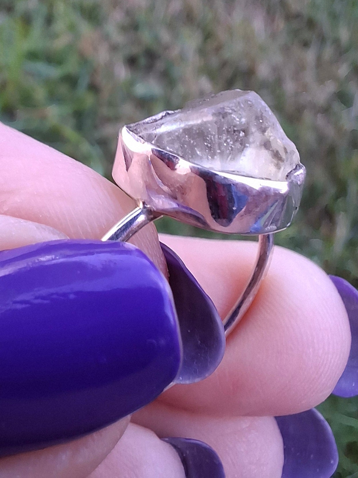 Libyan Desert Glass Ring, size small S, 925 Silver, Tektite (Ref: LR44)