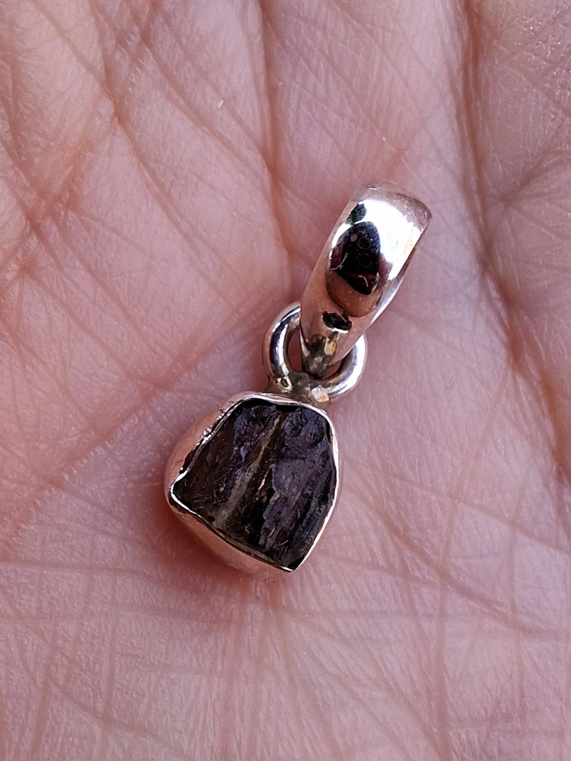 Moldavite Pendant, 925 Silver, Tektite (Ref: P50)