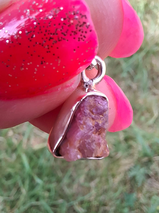 Pink Tourmaline Pendant, 925 Silver, Crystal (Ref: PT88)