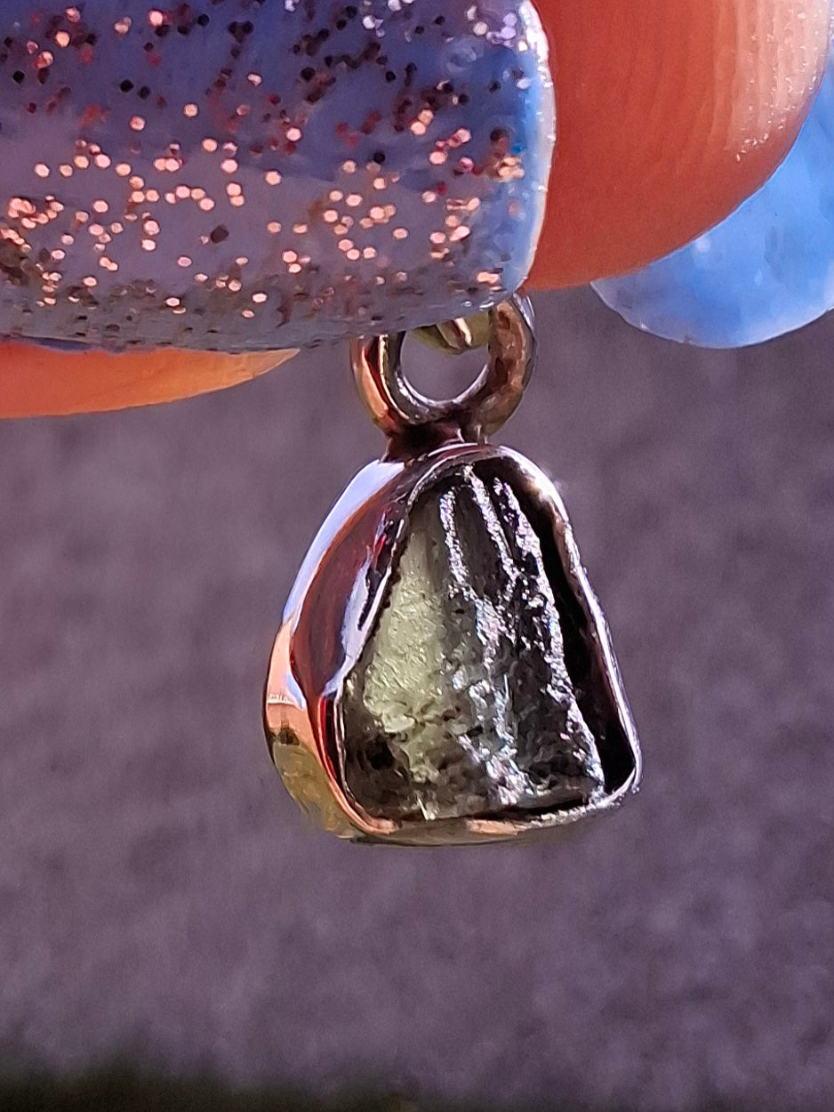 Moldavite Pendant, 925 Silver, Tektite (Ref: P55)