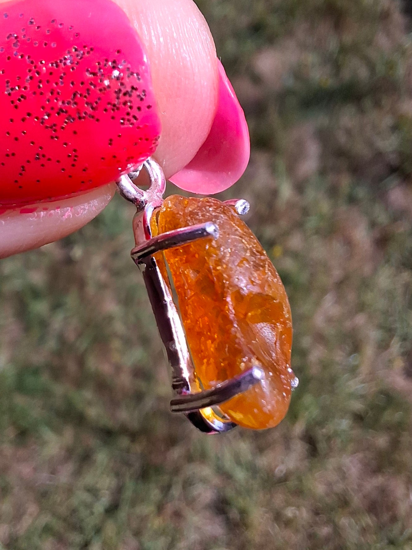 Baltic Amber Pendant, 925 Silver, Fossil (Ref: AP21)